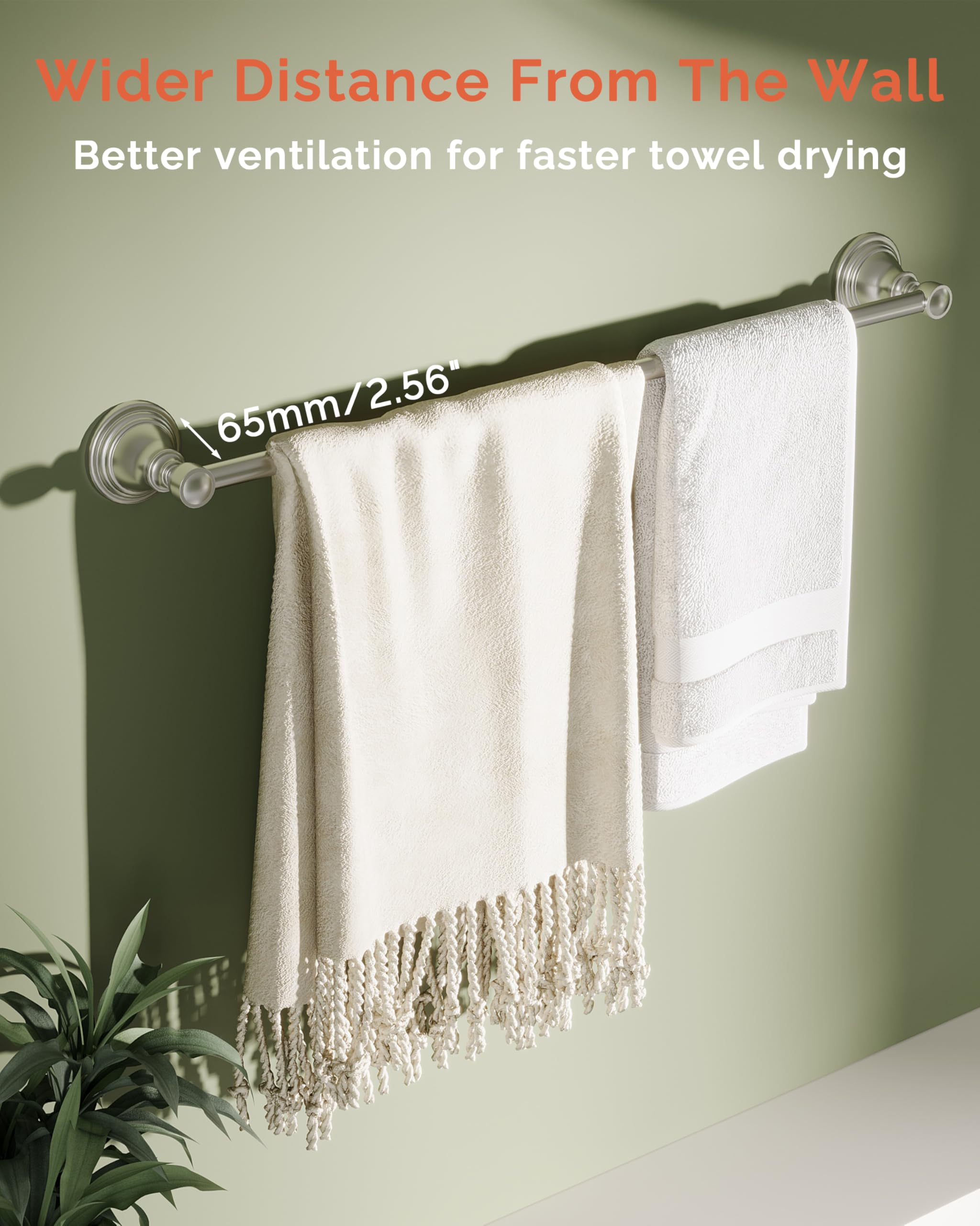 Wzkaly Towel Bar 24Inch, Stainless Steel Bathroom Towel Rack Wall Mounted, Heavy Duty Towel Rod, Towel Holders For Bathroom, Kit