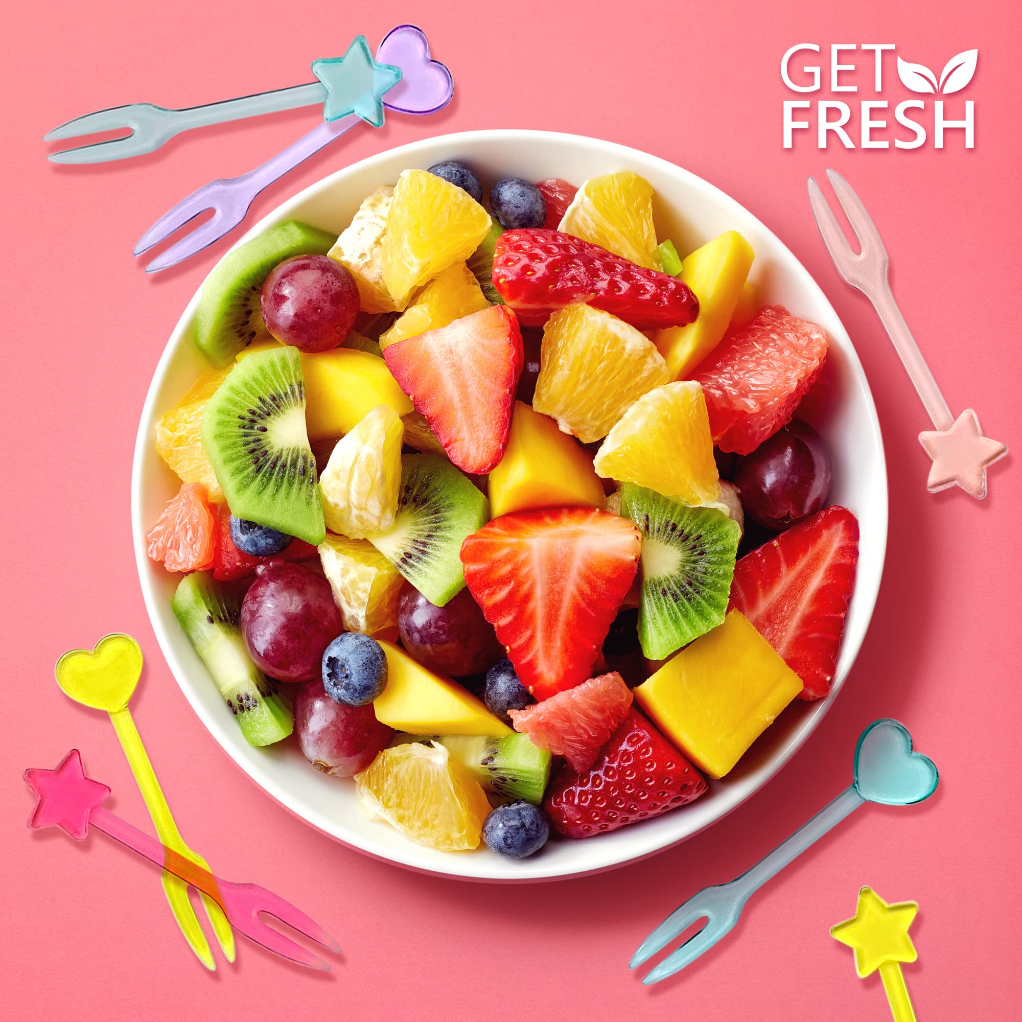 Get Fresh Forks For Kids - 30 - Picks For Kids Fruit Forks Bento Box Picks Reusable Mini Toothpick Sticks Heart Dessert Forks Fo
