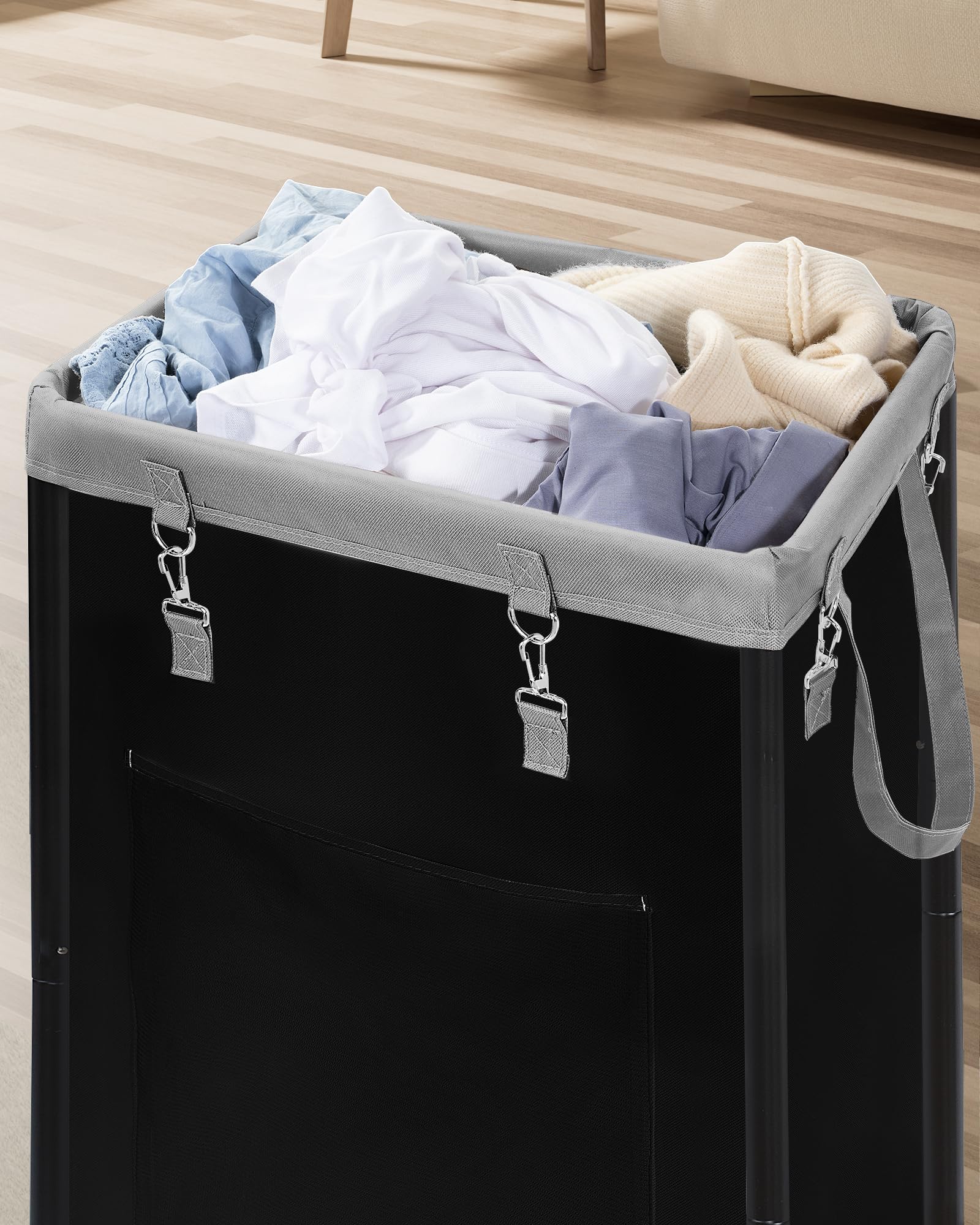 Storage Maniac Large Laundry Basket With Wheels 160L Rolling Laundry Hamper Laundry Cart With Metal Frame And Removable Bag, Clo