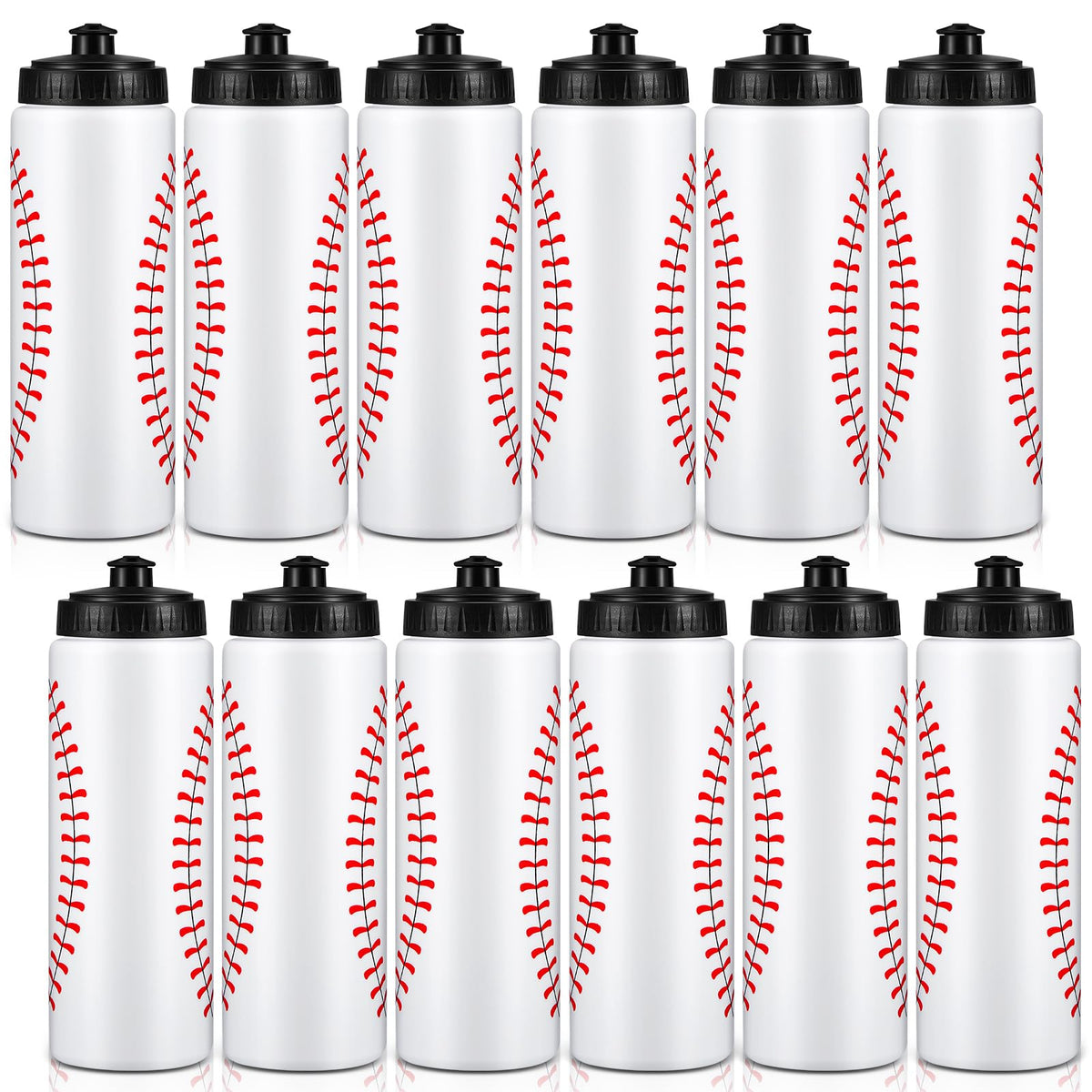Yaomiao 12 Pcs Baseball Water Bottle Bulk Reusable Baseball Sports Bottle 20 Oz Squeeze Water Bottles Baseball Accessories Gifts