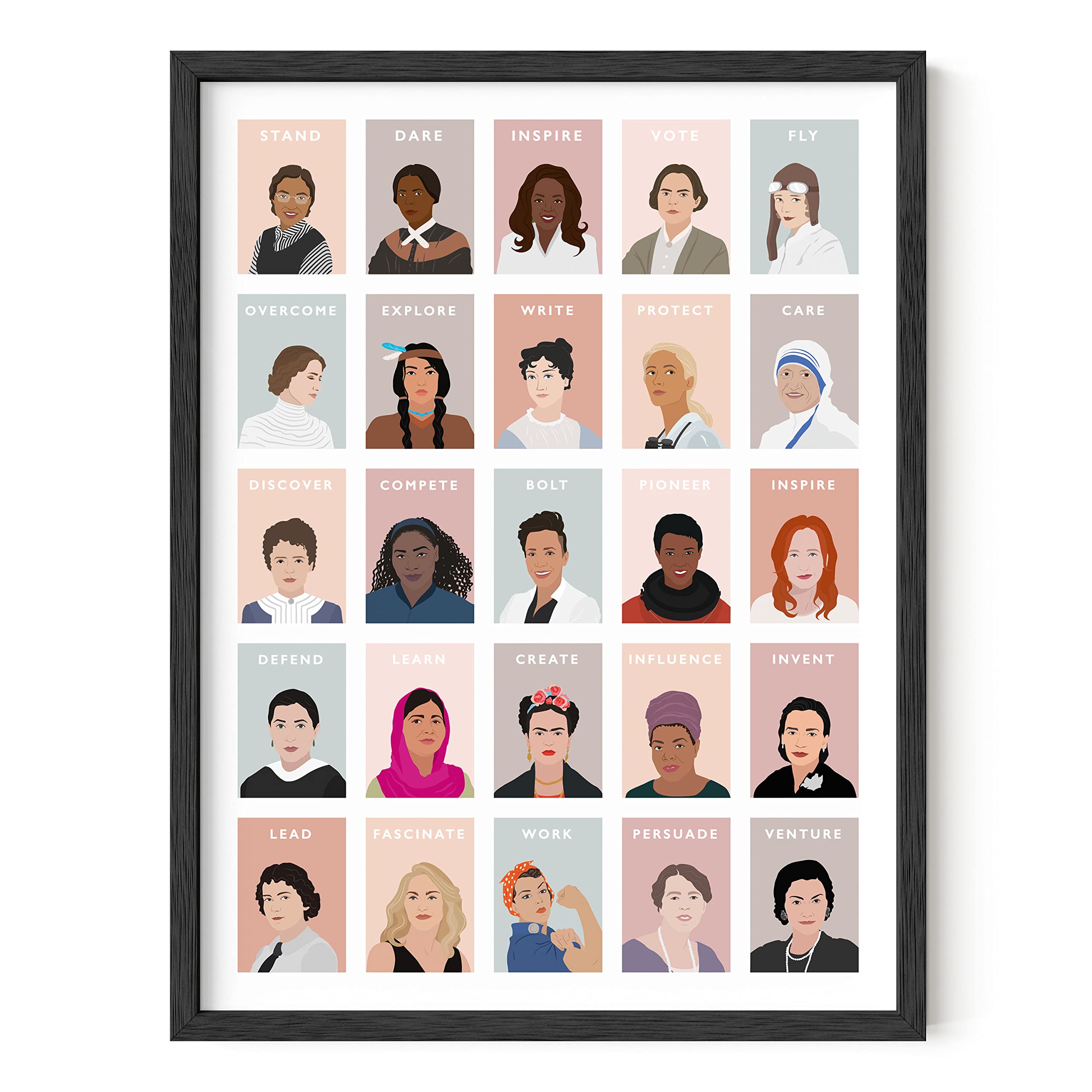 Haus And Hues Feminist Wall Art - Inspirational Feminist Poster For Room Aesthetic, Famous Women In History Poster, Frameable Mo