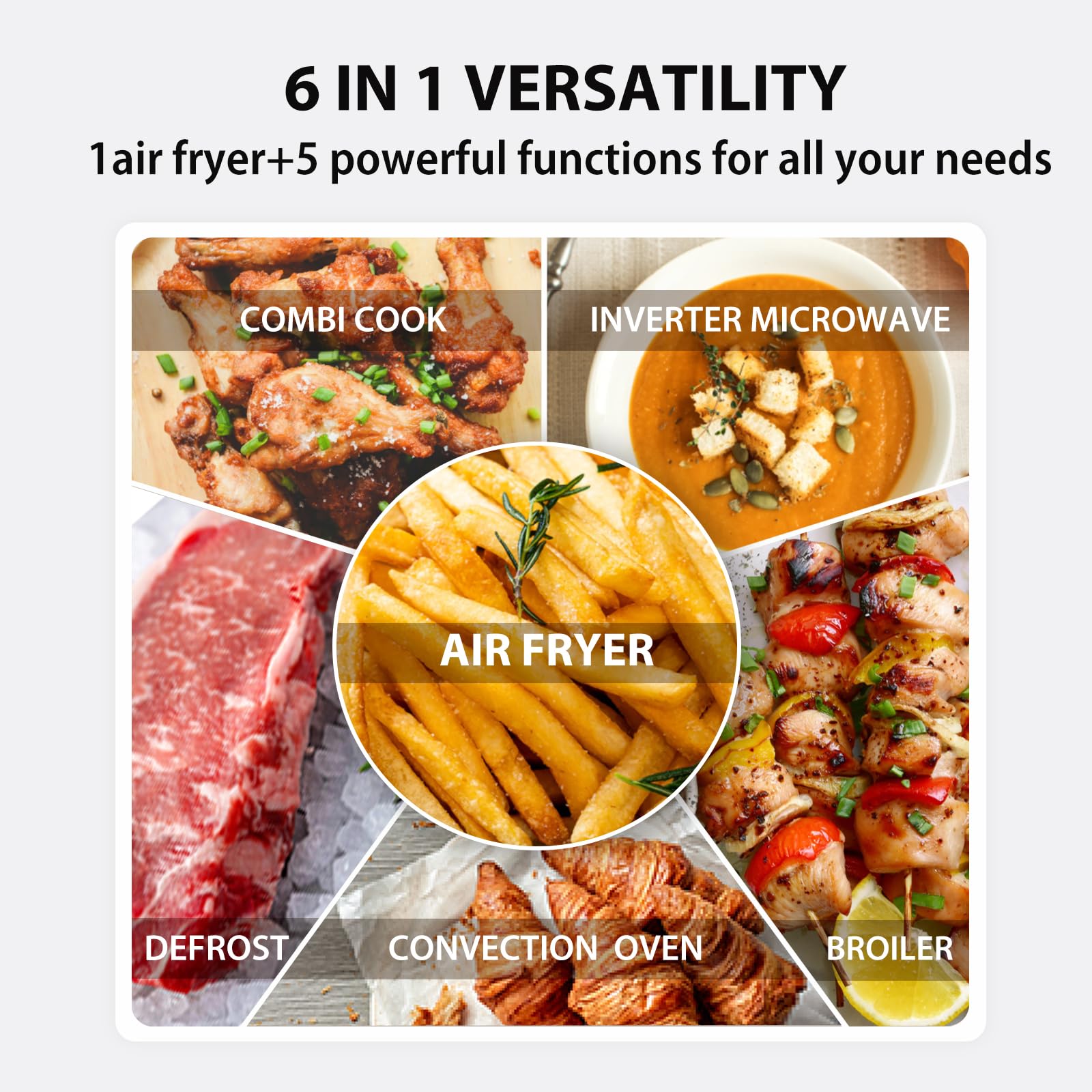 Toshiba Inverter Countertop Microwave Oven Air Fryer Combo Master Series, Broil, Convection, Speedy Combi, Even Defrost 11.3'' T