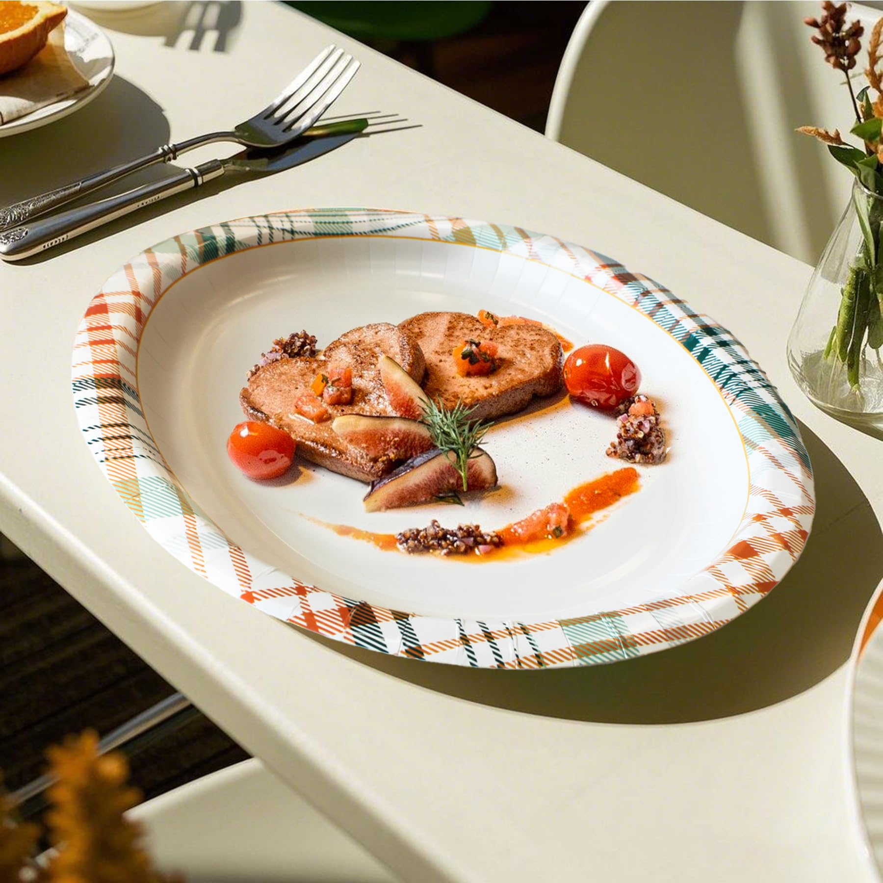 yesbox 150 Pack Oval Paper Plates 12.5 x 10.5 inch - Soak & Grease Proof Disposable Dinner Plates - Heavy Duty Large Paper Platt