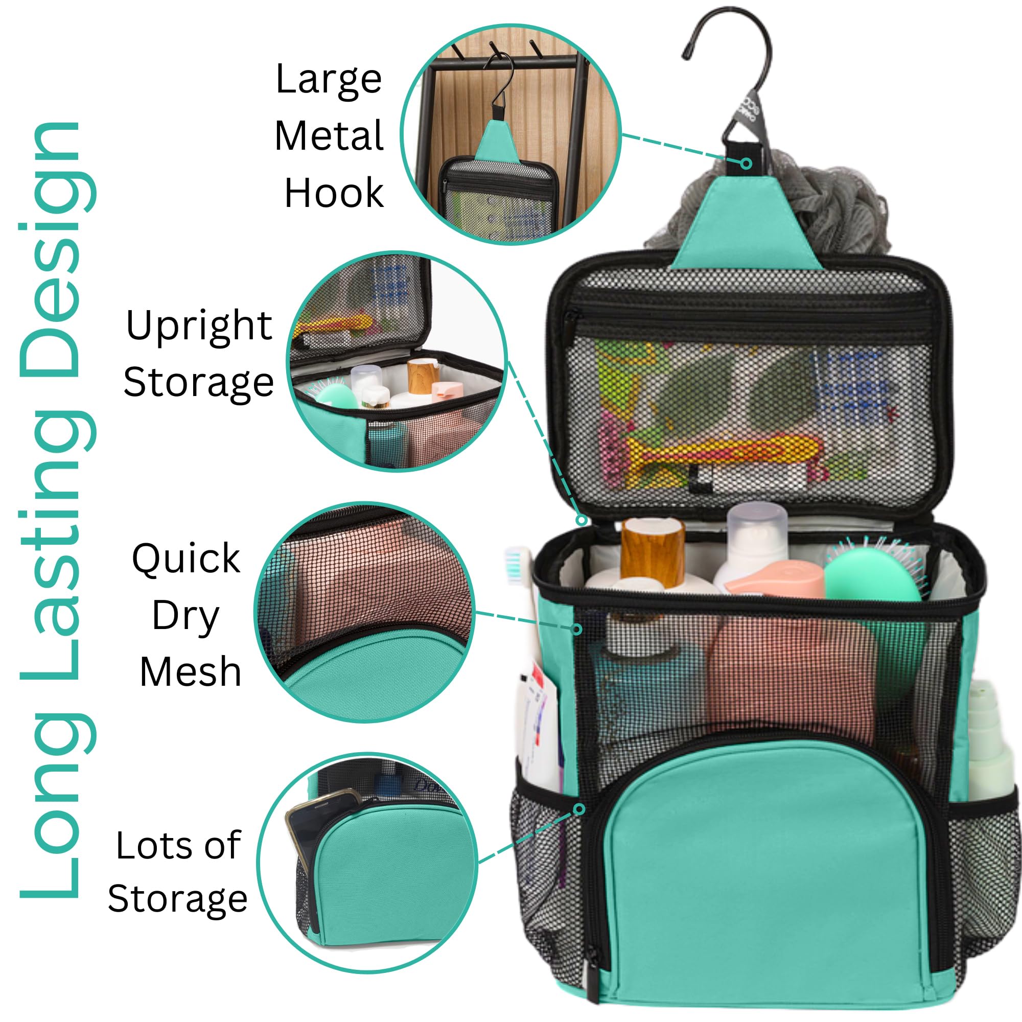 Terra Home Shower Caddy For College Dorms- Travel Shower Caddy - Shower Organizer Bag - Large Capacity, Quick Dry And Water Resi