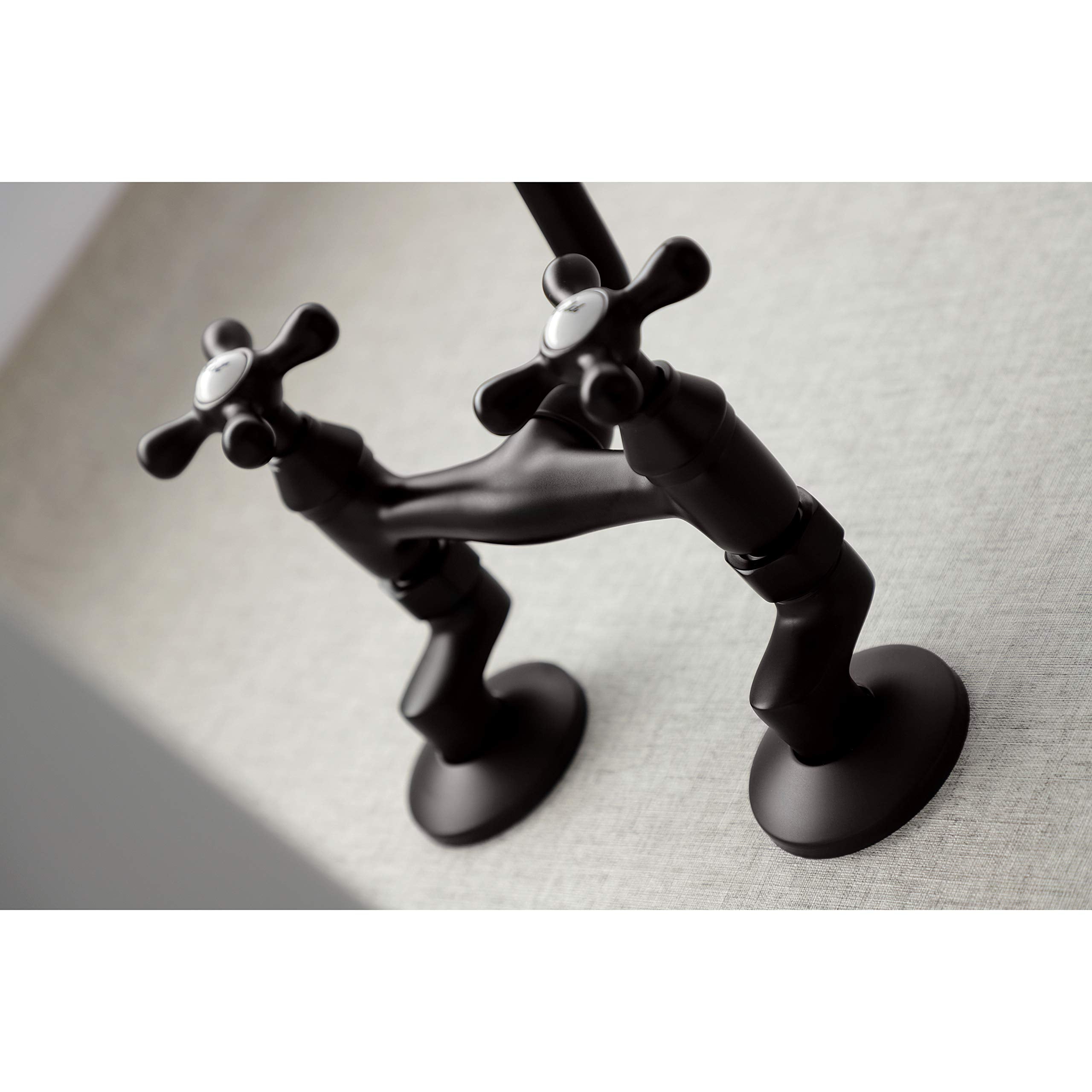 Kingston Brass Ks213Orb Victorian Two Handle Wall Mount Kitchen Faucet, 7-Inch, Oil Rubbed Bronze