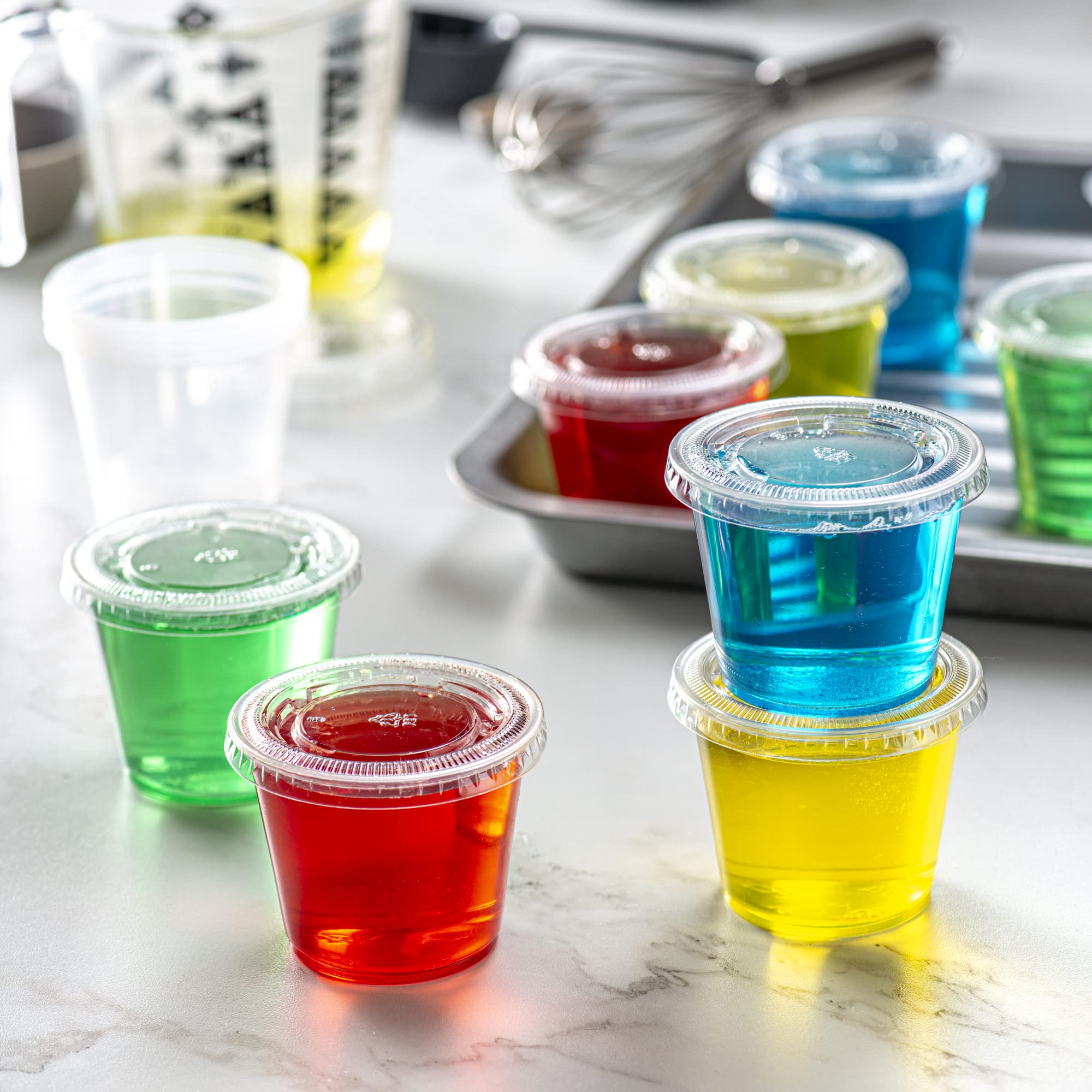 Pantry Value [100 Sets - 5.5 Oz.] Cups With Lids, Small Plastic Condiment Containers For Sauce, Salad Dressings, Ramekins, & Por
