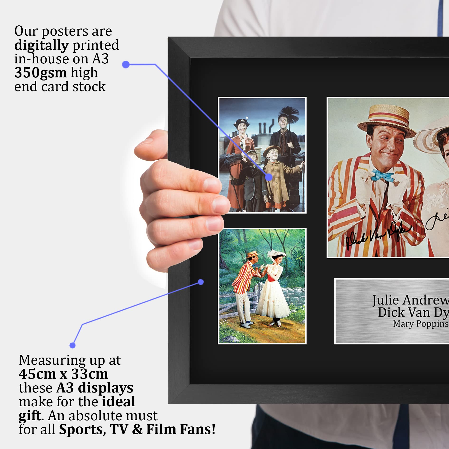 Hwc Trading Julie Andrews & Dick Van Dyke Mary Poppins Bert 16 X 12 Inch (A3) Printed Gifts Signed Autograph Picture For Movie M