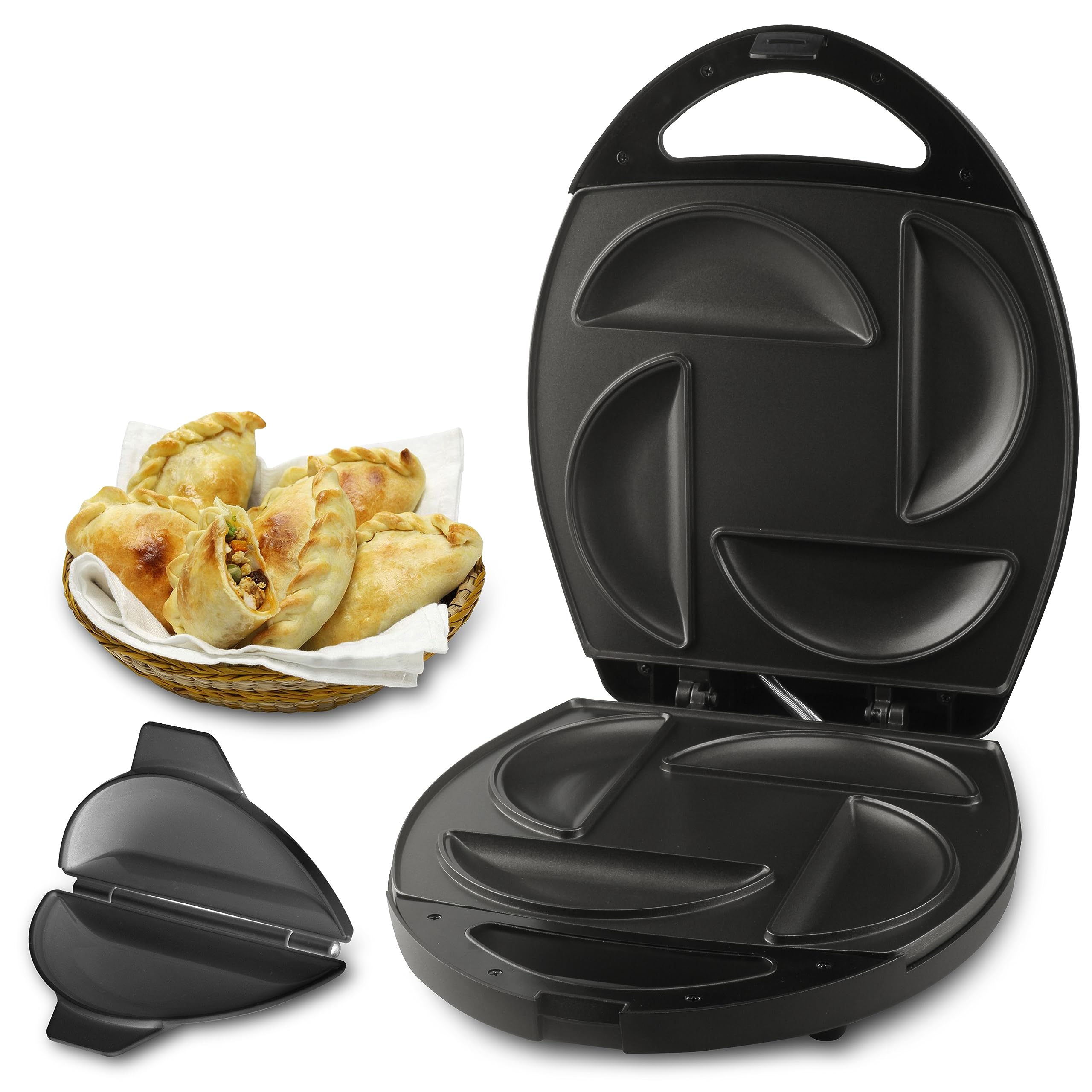 FineMade Electric Empanada Maker Machine with Press Mold,Large Dumpling Maker Press,Pierogi Maker Press Machine,Make 4 Psc of 6 