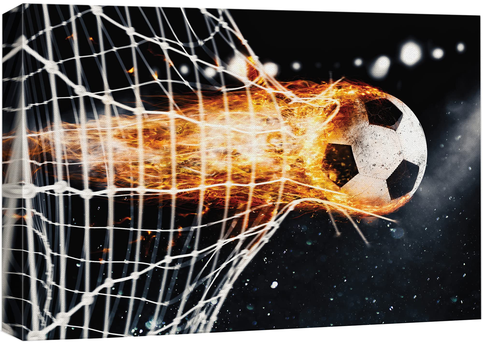 Wall26 Canvas Print Wall Art Fiery Soccer Ball Makes A Goal Sports Athletes Photography Realism Contemporary Scenic Urban Multic