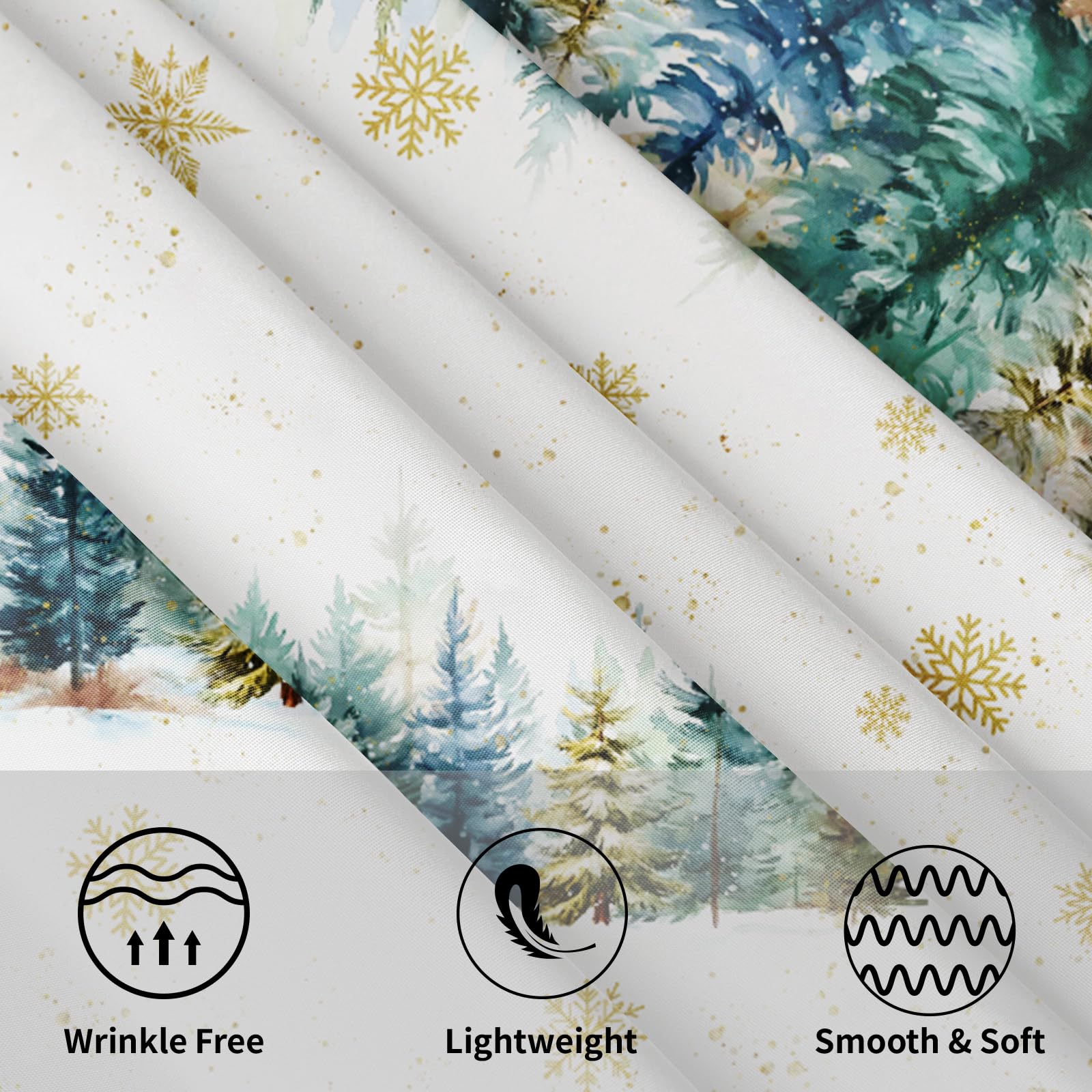 ABSOP Christmas Round Tablecloth 60 Inch Xmas Tree and Snowflake Pattern White Table Cloth Circle Winter Holiday Table Cover Was
