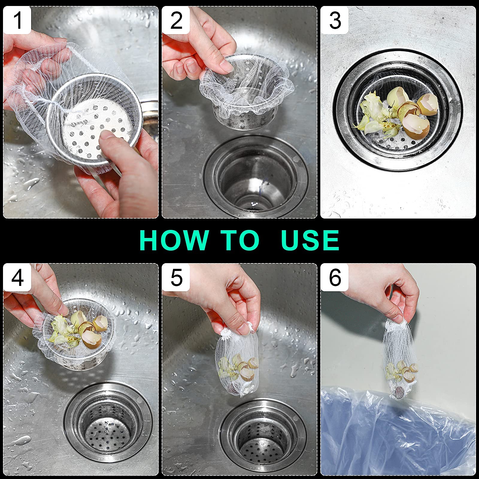 300 Pieces Kitchen Sink Strainer Mesh Bag Disposable Mesh Sink Strainer Bags Sink Net Strainer Filter Bags Sink Trash Mesh Bag F