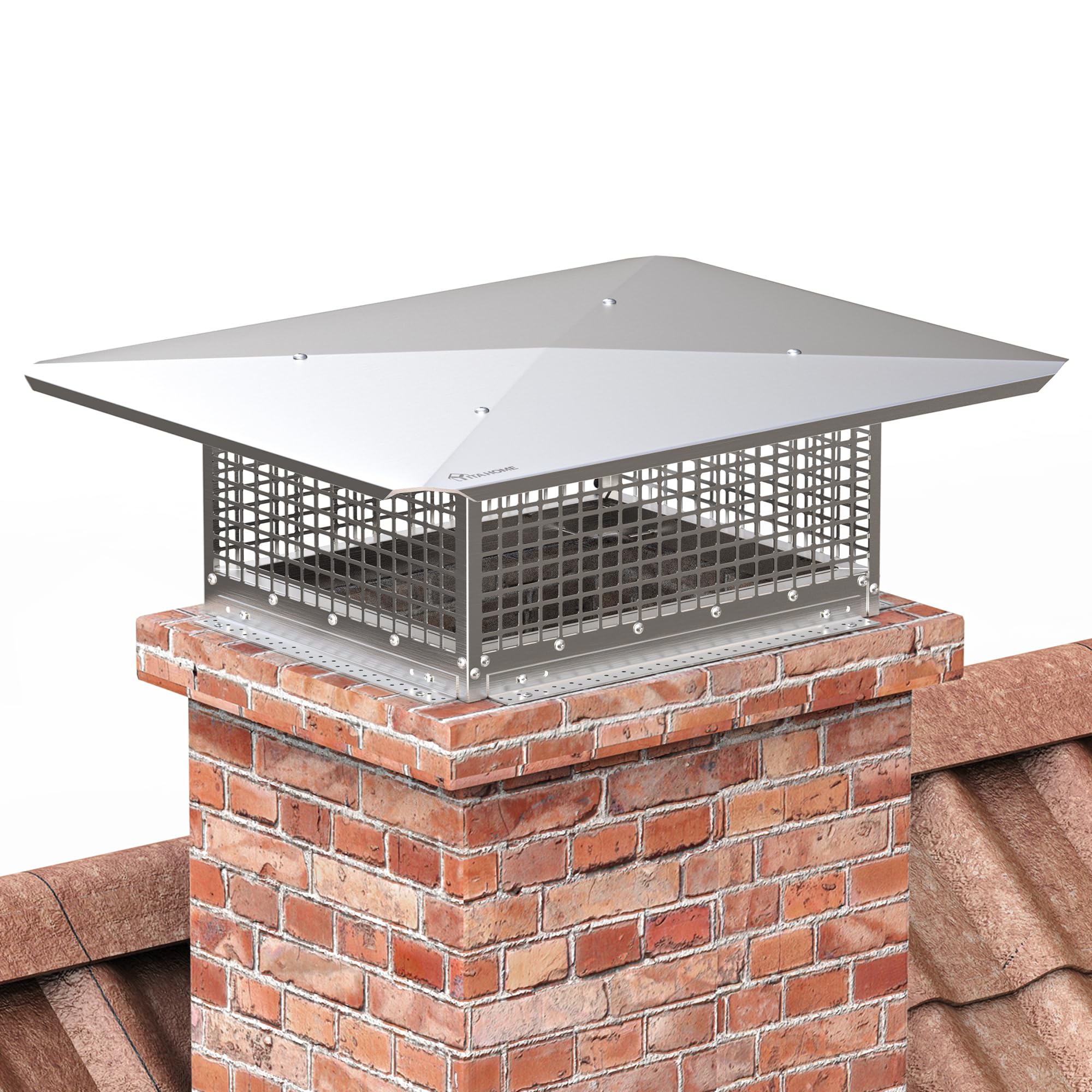 Yitahome Chimney Cap, 17'' X 21'' Chimney Cover For Outside, 304 Stainless Steel Fireplace Chimney Caps With Adjustable Metal St