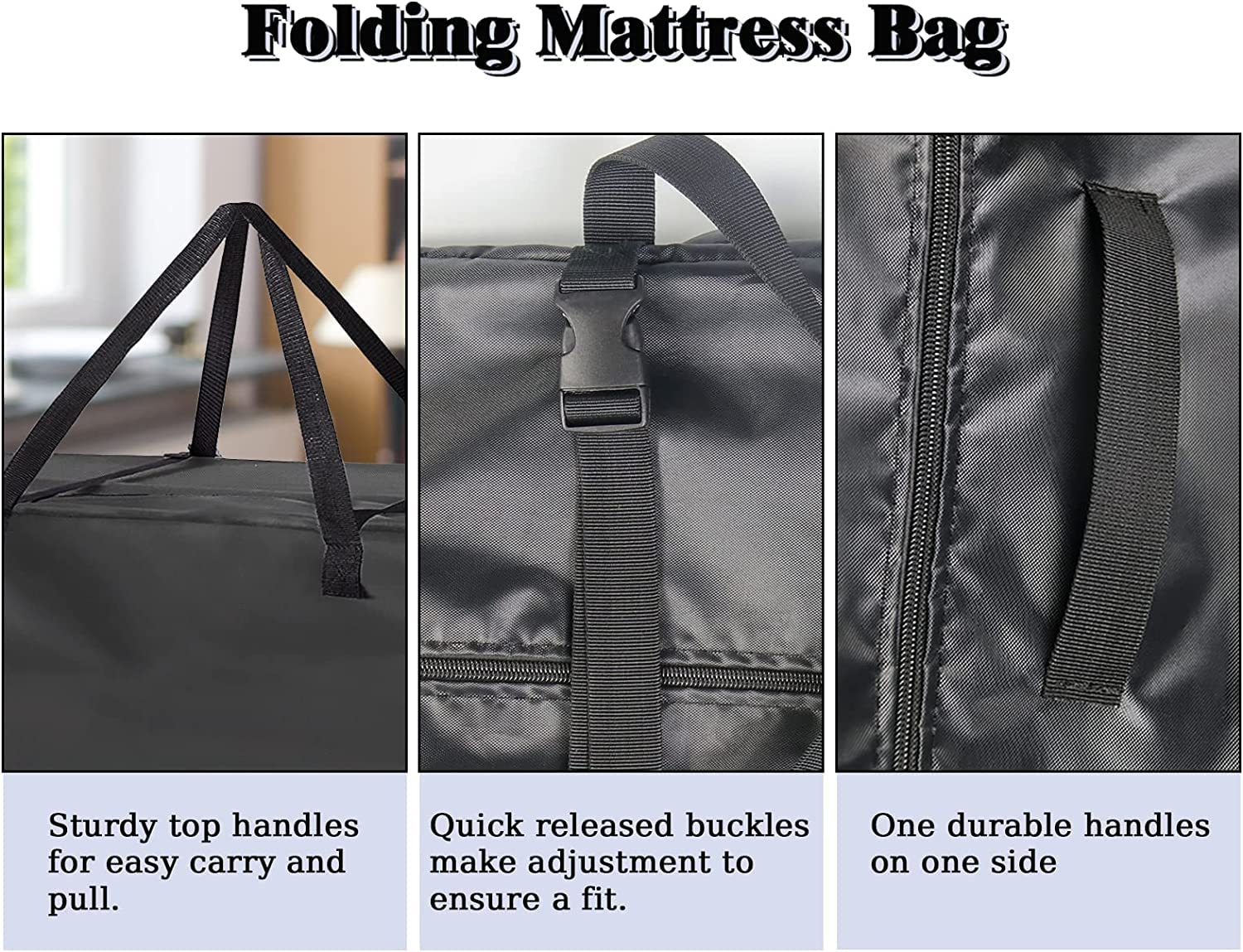 Folding Mattress Storage Bag, 40 Inch Heavy Duty Carrying Bag For 4-6 Inch Twin & Twin Xl Tri-Fold Mattress Sturdy Waterproof Cu