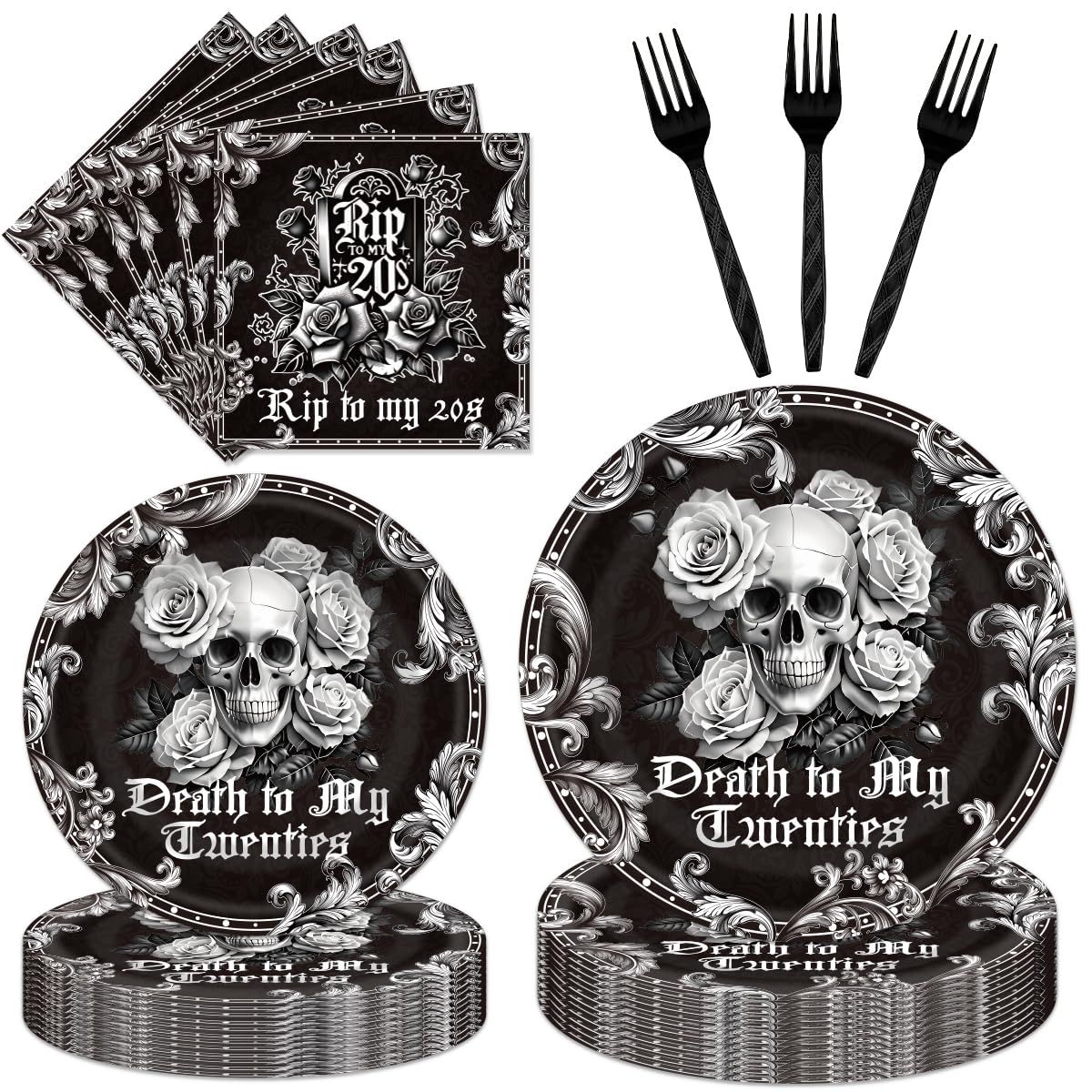 EUOYUFO RIP to My 20s Birthday Plates and Napkins Party Supplies