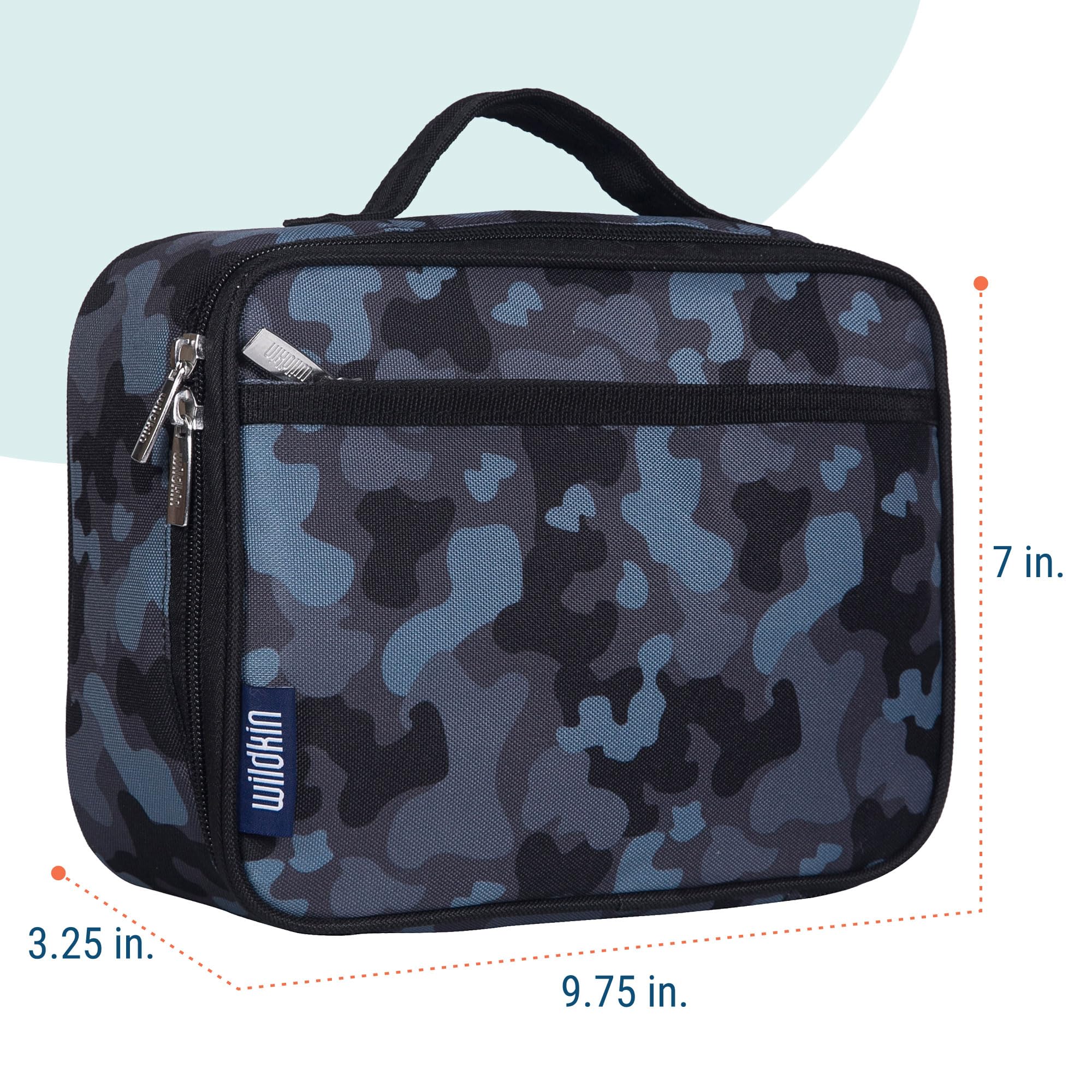 Wildkin Kids Insulated Lunch Box - Durable And Reusable For School & Travel - Black Camo