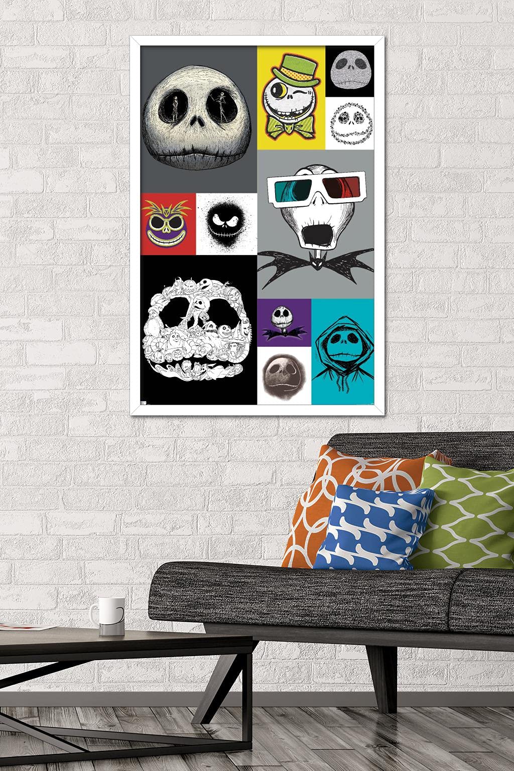 Trends International Disney Tim Burton'S The Nightmare Before Christmas - Jack Grid Wall Poster, 22.37'' X 34.00'', White Framed