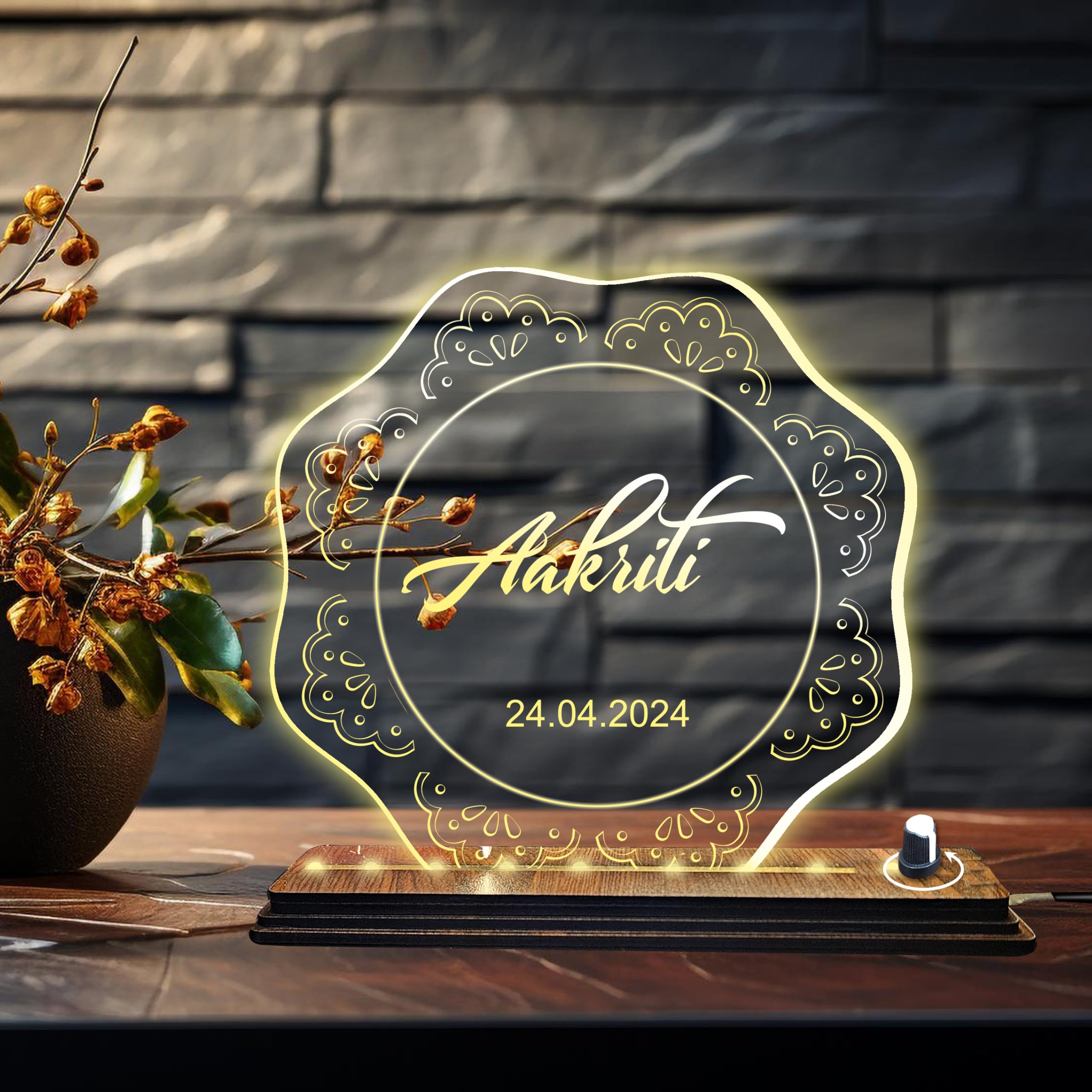 Brown Cloud Personalized Name Led Night Lamp Customized Gift For Men Women Husband Wife Girlfriend Boyfriend Gift For Birthday M