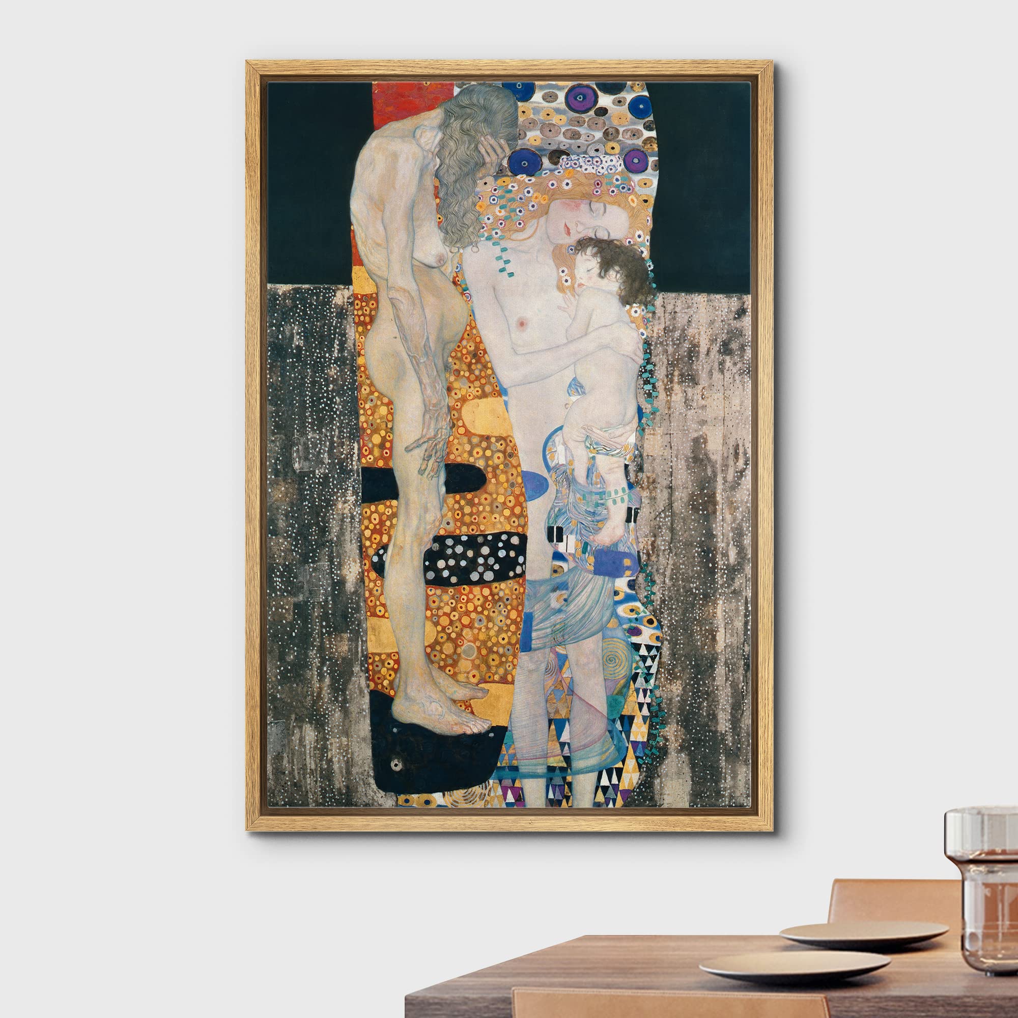 Wall26 Framed Canvas Print Wall Art Three Ages Of Woman, 1905 Gustav Klimt Classic Illustrations Fine Art Decorative Vintage Mul