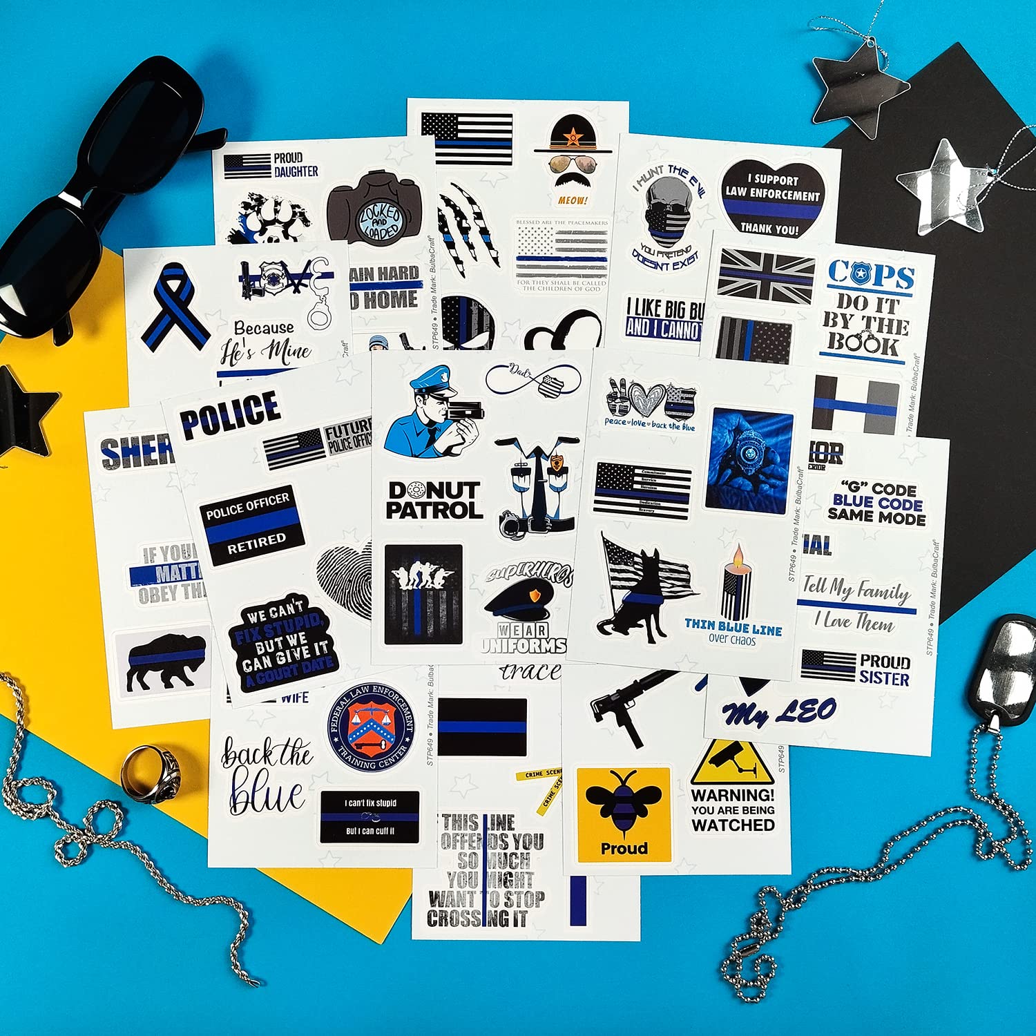 100Pcs Law Enforcement Stickers  Law Enforcement Support Decals  Law Enforcement Accessories  Law Enforcement Gifts  Thin Blue Line Stickers  Thin Blue Line Flag Stickers  Blue Line Gifts  Decorations