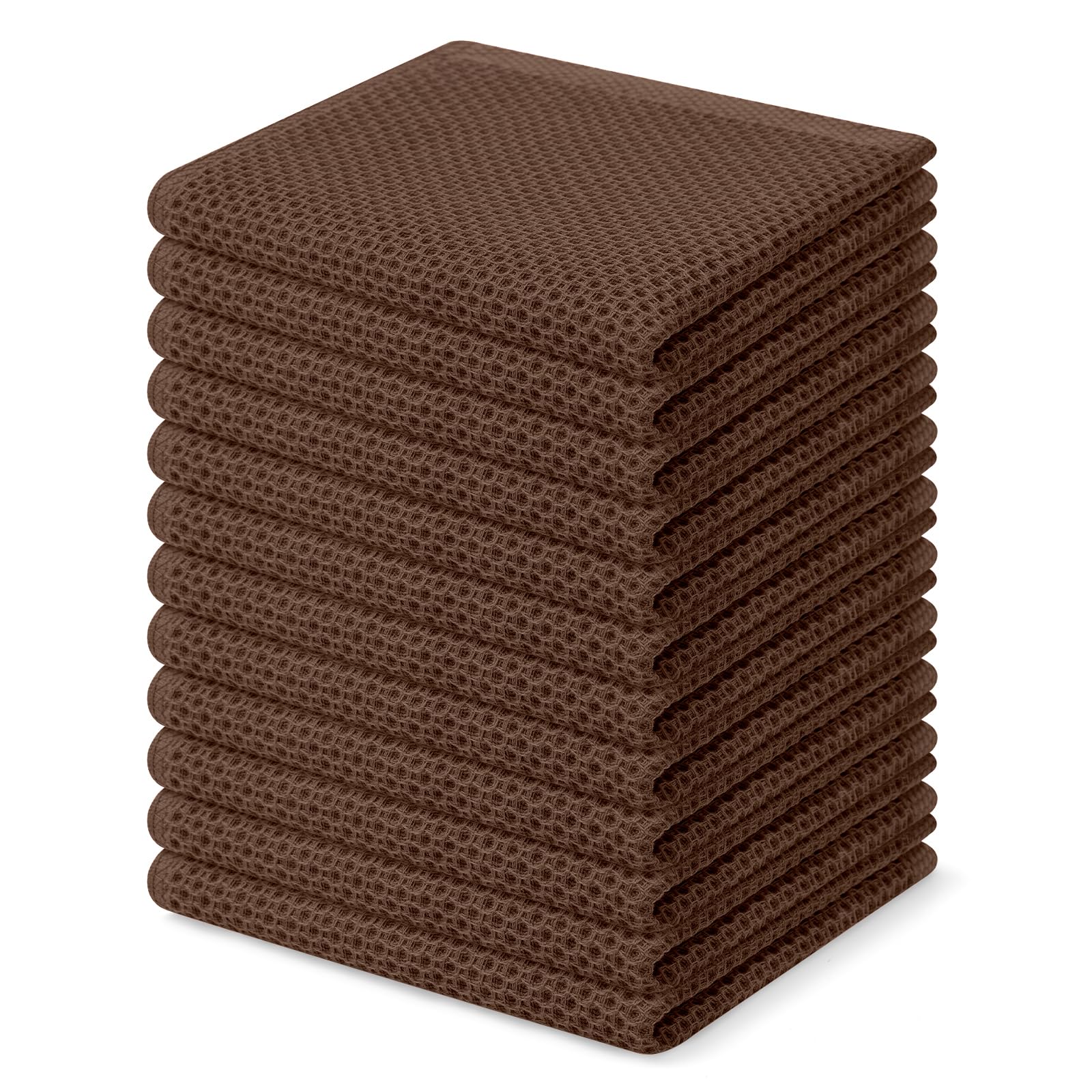 Homaxy 100% Cotton Waffle Weave Kitchen Dish Cloths, Ultra Soft Absorbent Quick Drying Dish Towels, 12 x 12 Inches, 12-Pack, Cof