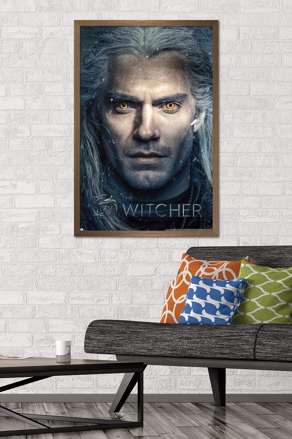Trends International Netflix The Witcher - Closeup Wall Poster, 22.375'' X 34'', Bronze Framed Version