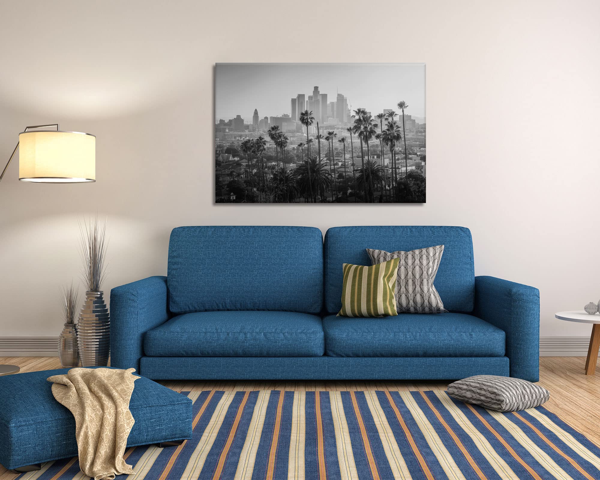 Los Angeles Wall Art Black And White City Framed Canvas Wall Decor For Home Living Room Office Poster California Skyline Picture