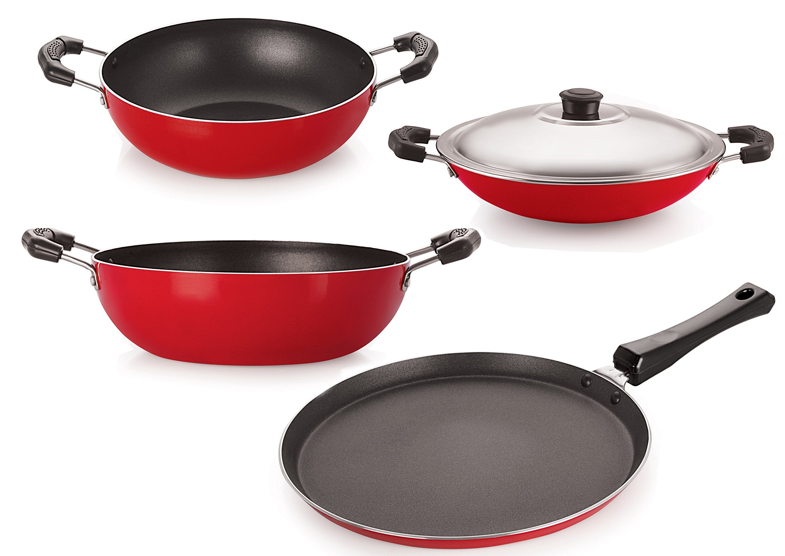 Nirlon NonStick Cookware Kitchen Cooking Utencil Combo Set, (26_Kd13_Kd14_Ch_Ft10),Heat Resistance