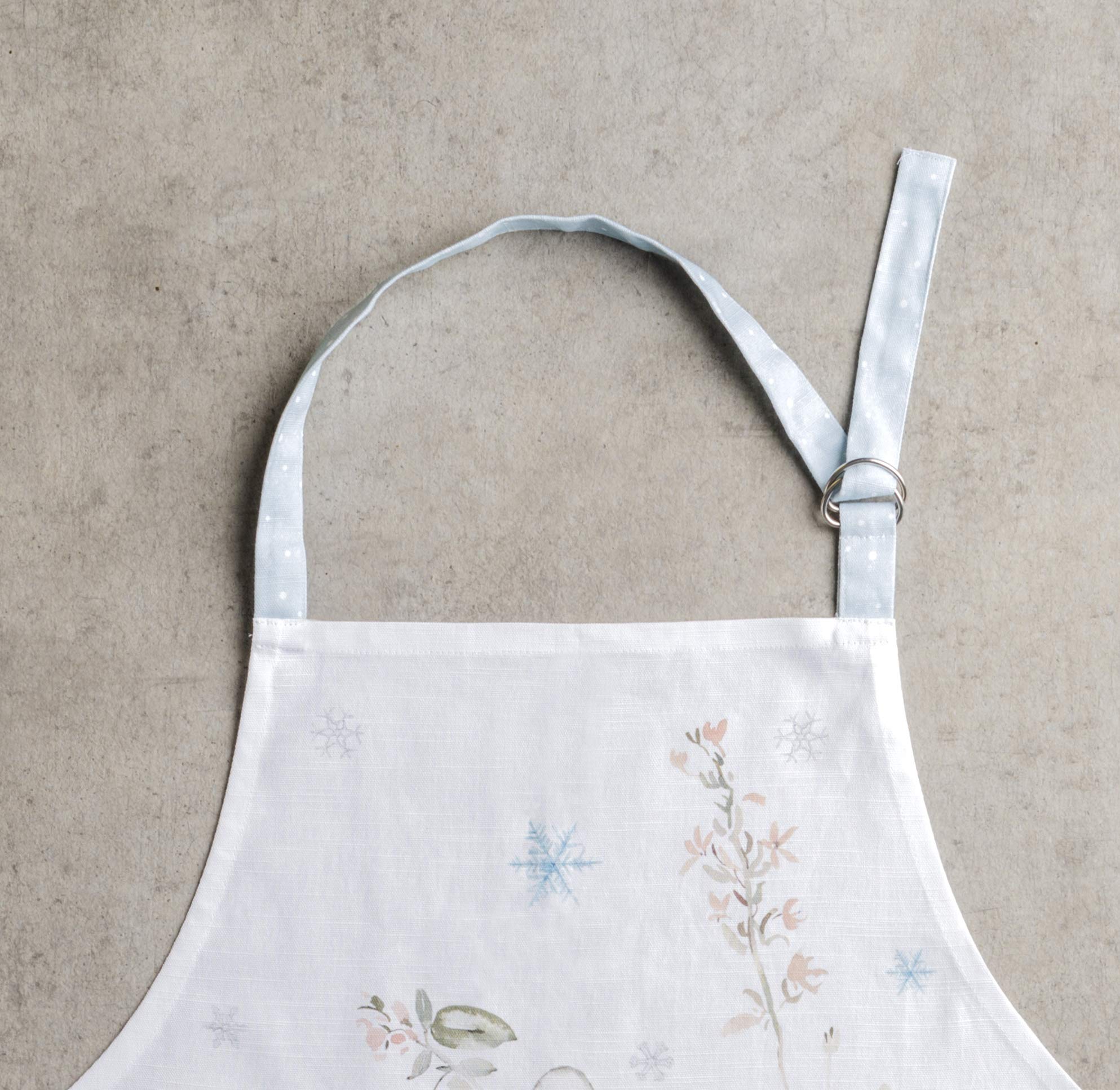 Maison D' Hermine Ice Florals 100% Cotton 1 Piece Kitchen Apron With An Adjustable Neck & Hidden Centre Pocket With Long Ties Fo