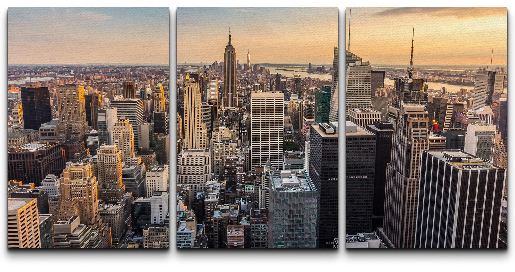 Wall26 - New York City Midtown Skyline - Canvas Art Wall Art -24''X36''X3 Panels