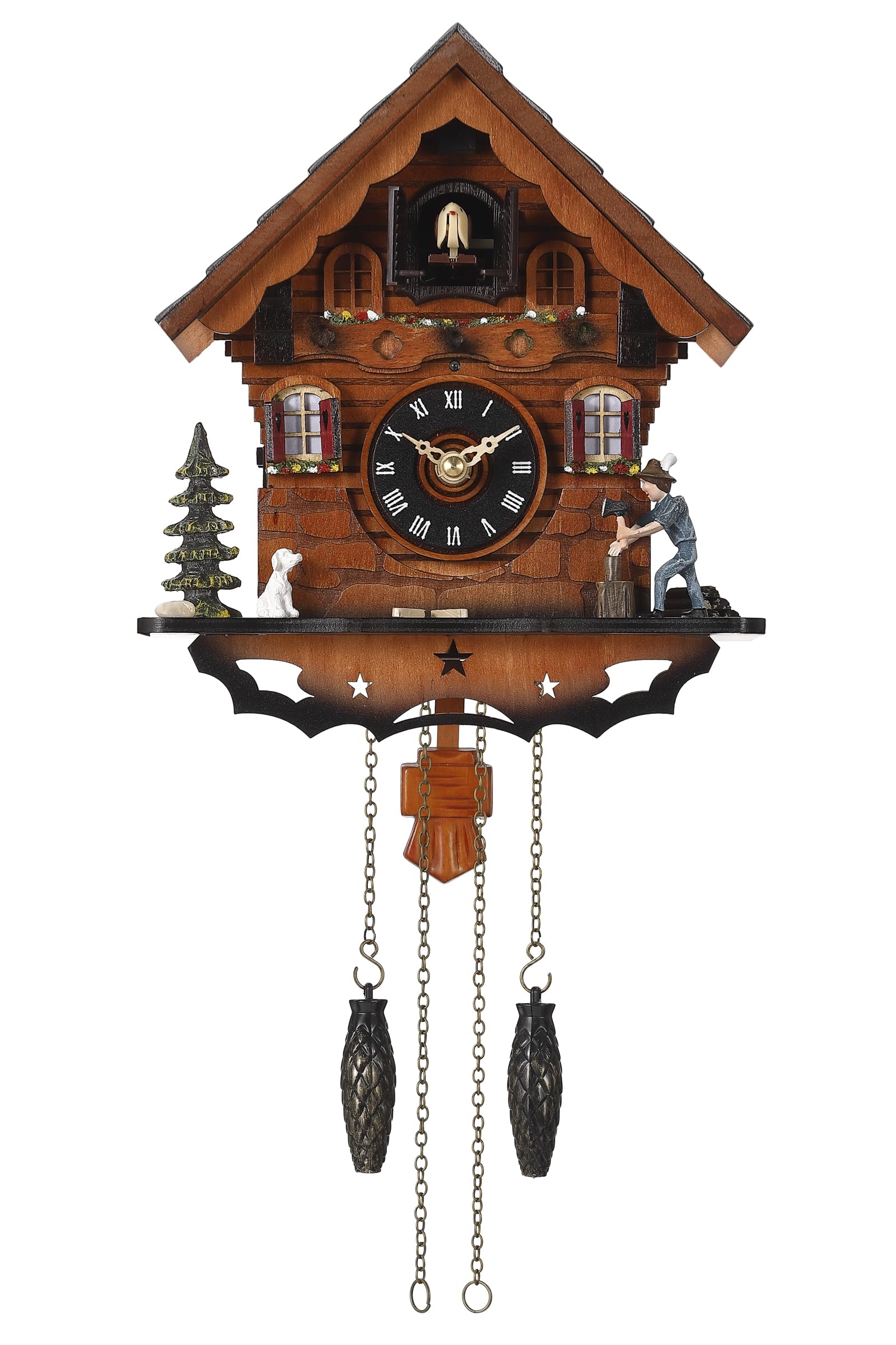 Kintrot Cuckoo Clock Traditional Black Forest Clock Antique Wooden Pendulum Quartz Wall Clock
