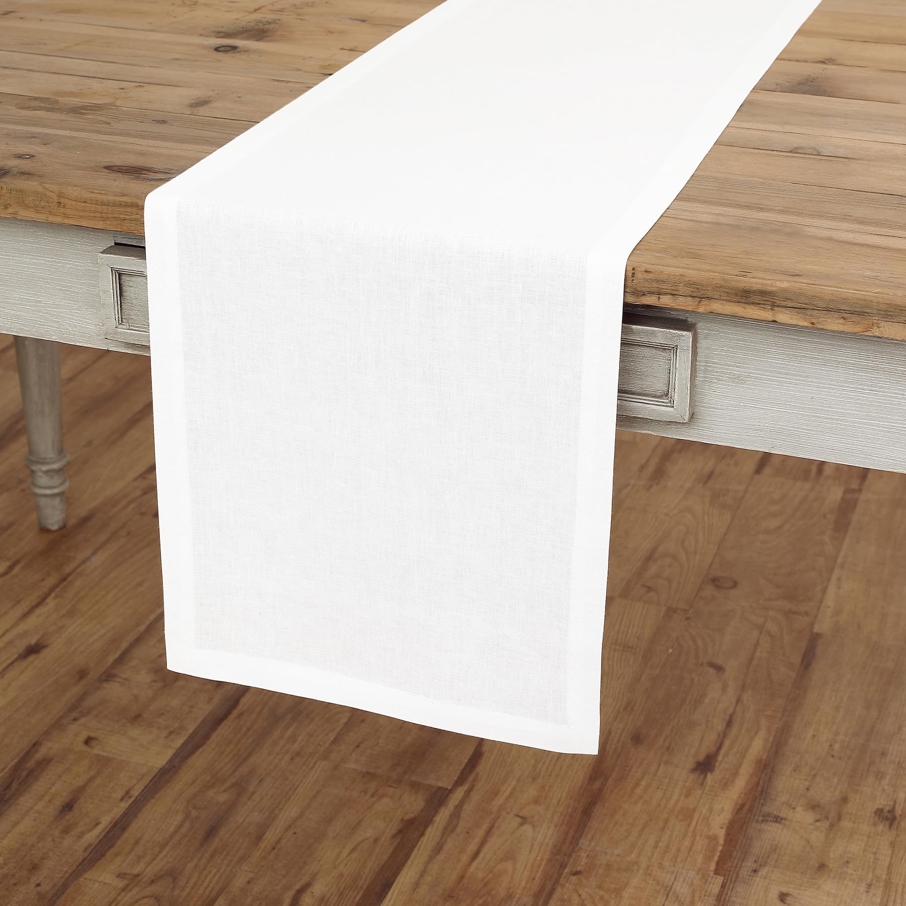 Solino Home Linen White Table Runner 108 Inches Long - Fete, 100% Pure Linen Dining Table Runner 14 X 108 Inch Ideal For Wedding