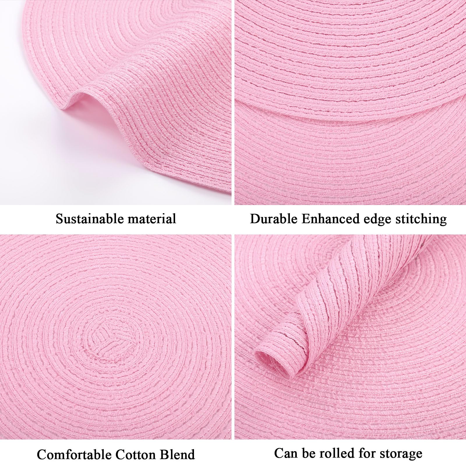 SHACOS Round Braided Placemats Set of 6 Round Table Mats for Dining Tables 15 inch Washable Non Slip Placemats (Pink, 6)