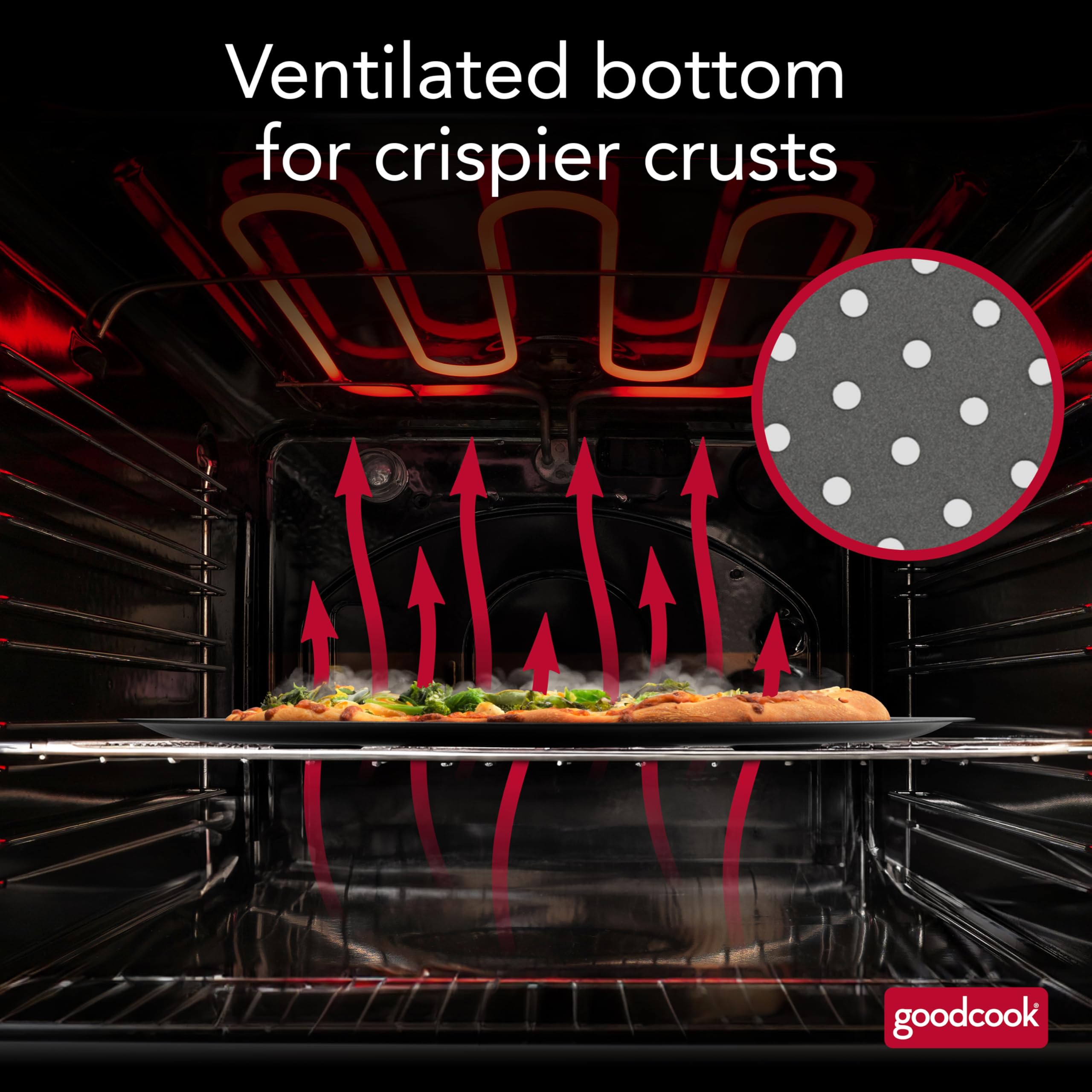 Goodcook Airperfect Nonstick 16    Pizza Pan - Pizza Tray For Oven, Perforated Round Pizza Pan, Carbon Steel Baking Pan, Homemad