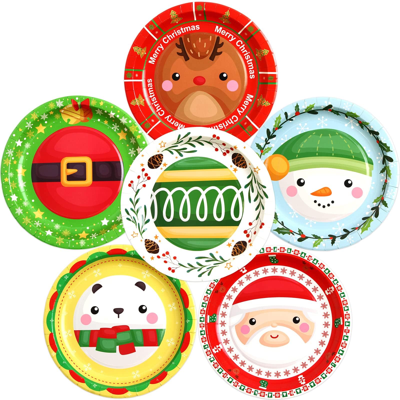 ceiba tree Christmas Paper Plates 60Pcs Party Plates Disposable 9    Winter Holiday Dinner Party Supplies