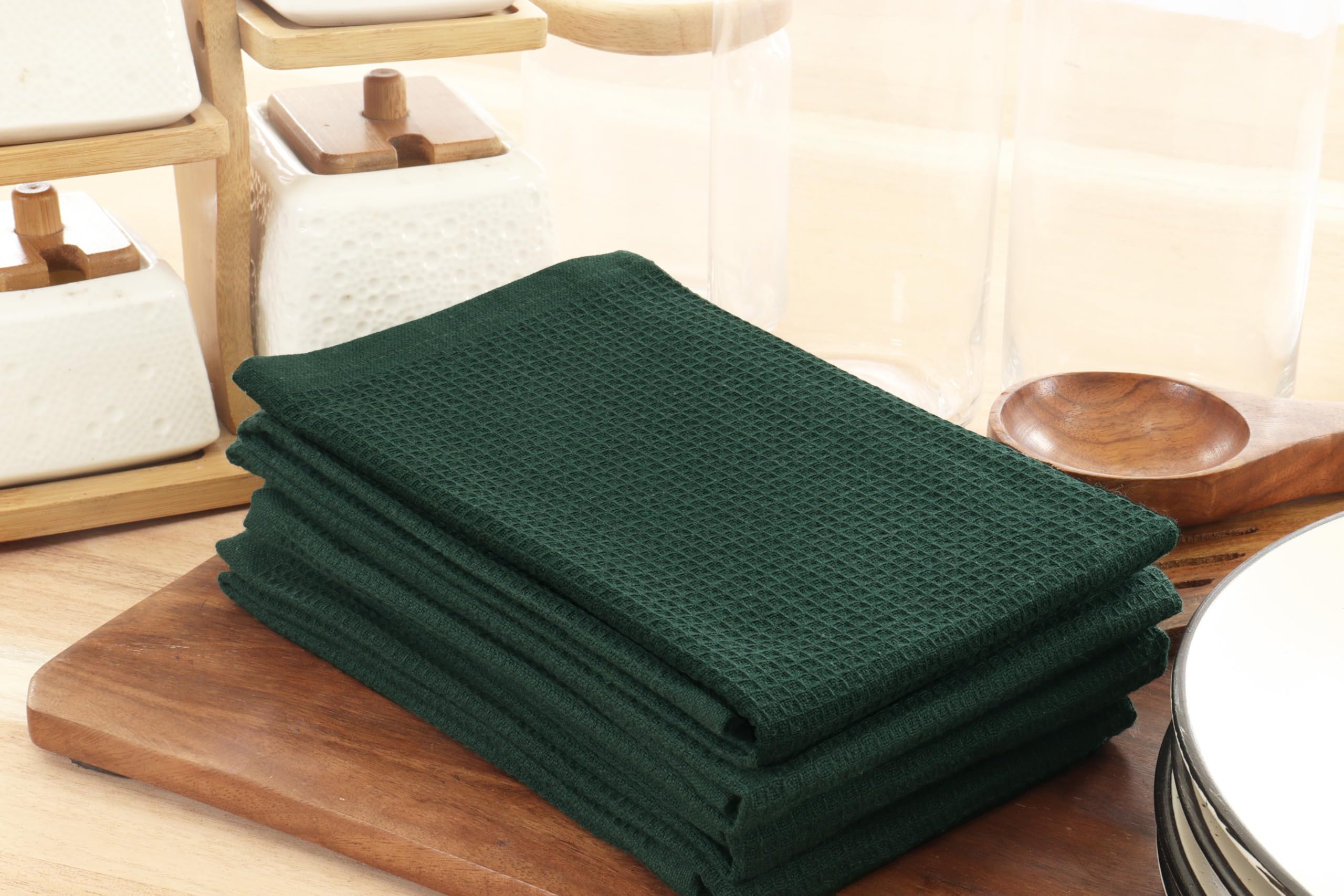 PurpleEssences Waffle Weave Kitchen Towel, 100% Cotton - 15x25 Inches, with Hanging Loop Ultra Soft Absorbent Quick Drying Dish