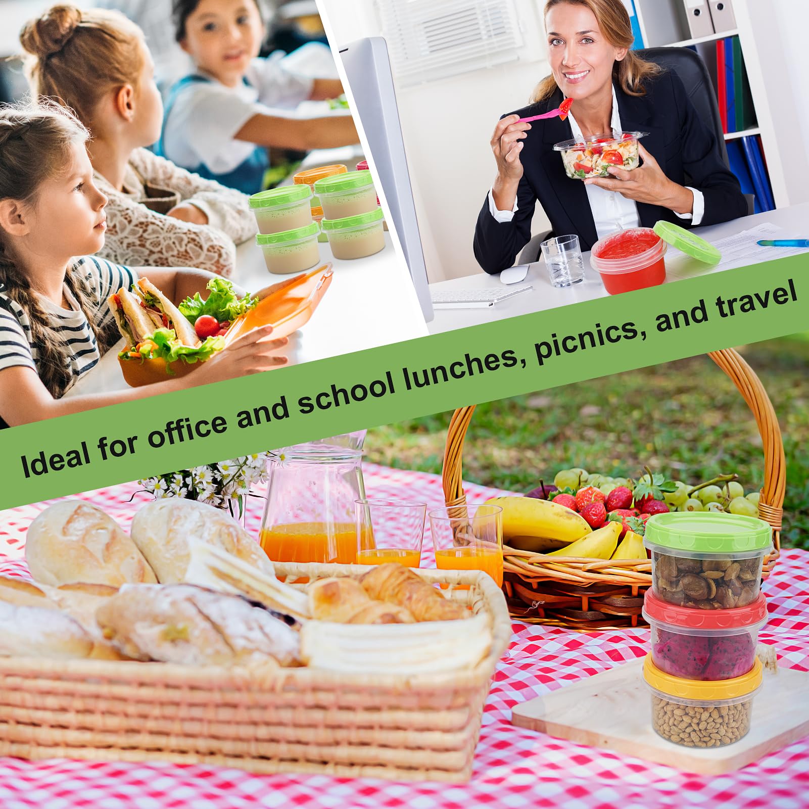 Kitchen Gims 8 Oz Plastic Containers With Lids Leak Proof Freezer Containers 12 Pack Meal Prep Jars Reusable Food Storage Contai