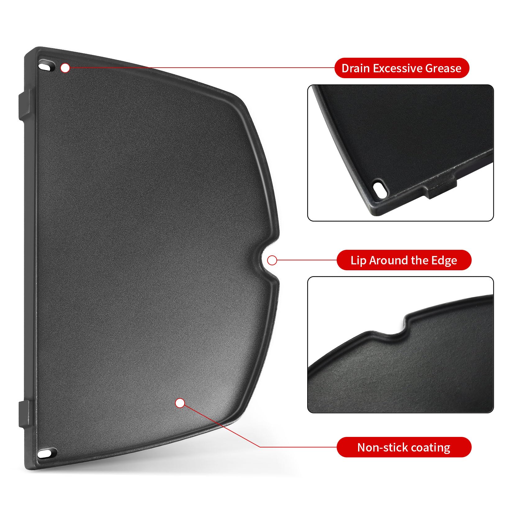Ggc 6558 Griddle For Weber Q100 Q120 Q1000 Q1200 Series Grills, Cast Iron Grill Parts For Weber Q100 Grills, 12.6'' X 8.6'' Cook
