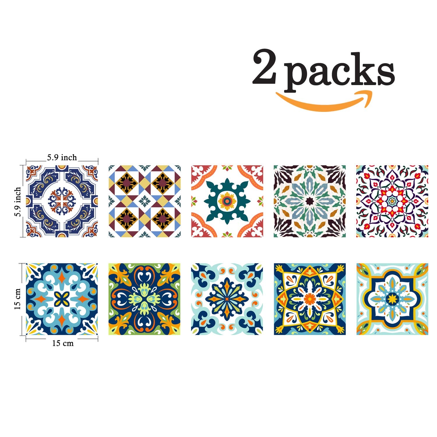 Poromoro Spanish Portuguese Azulejo Style Backsplash Peel And Stick Tile Stickers Set Of 20 Pcs(5.9_Y)