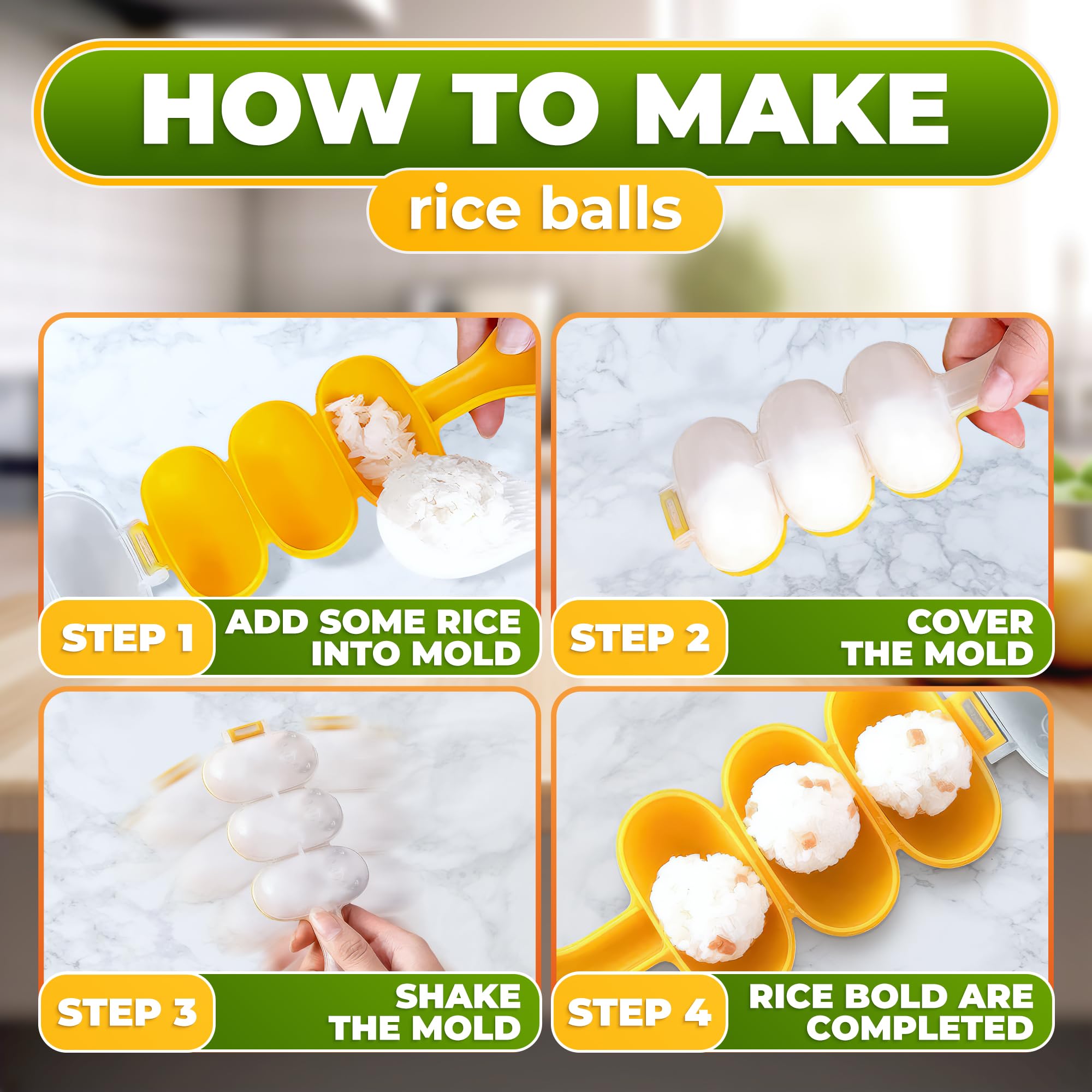 Rice Ball Maker Mold With Rice Paddle - Sushi Maker Rice Ball Mold Rice Molds Rice Shaper Mold Sushi Mold Rice Baller Shaker Sus