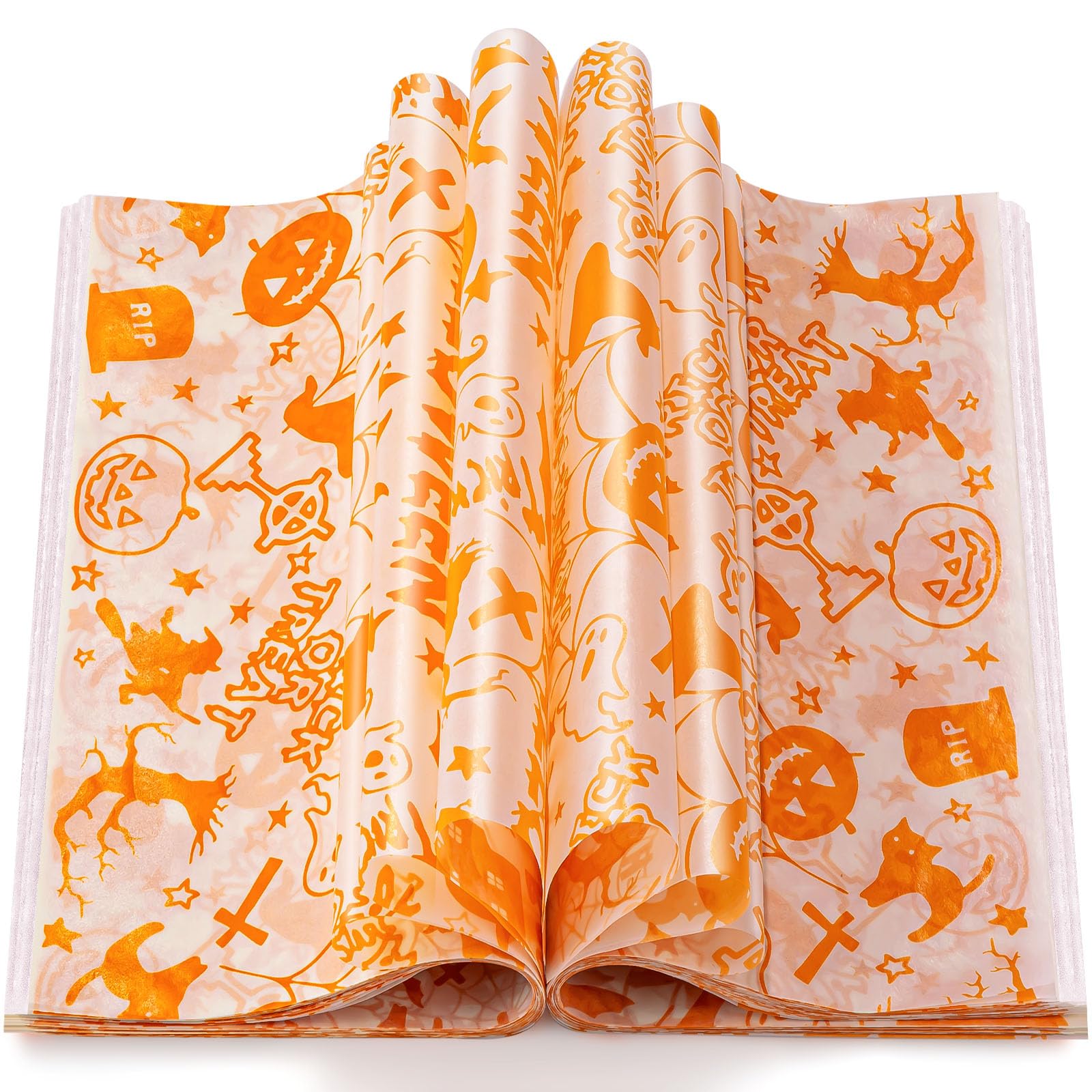 100 Pcs Halloween Wax Paper Food, Wax Paper Sheets Sandwich Wrap Paper Deli Wraps, Waterproof Oil-Proof Picnic Basket Liners Wit