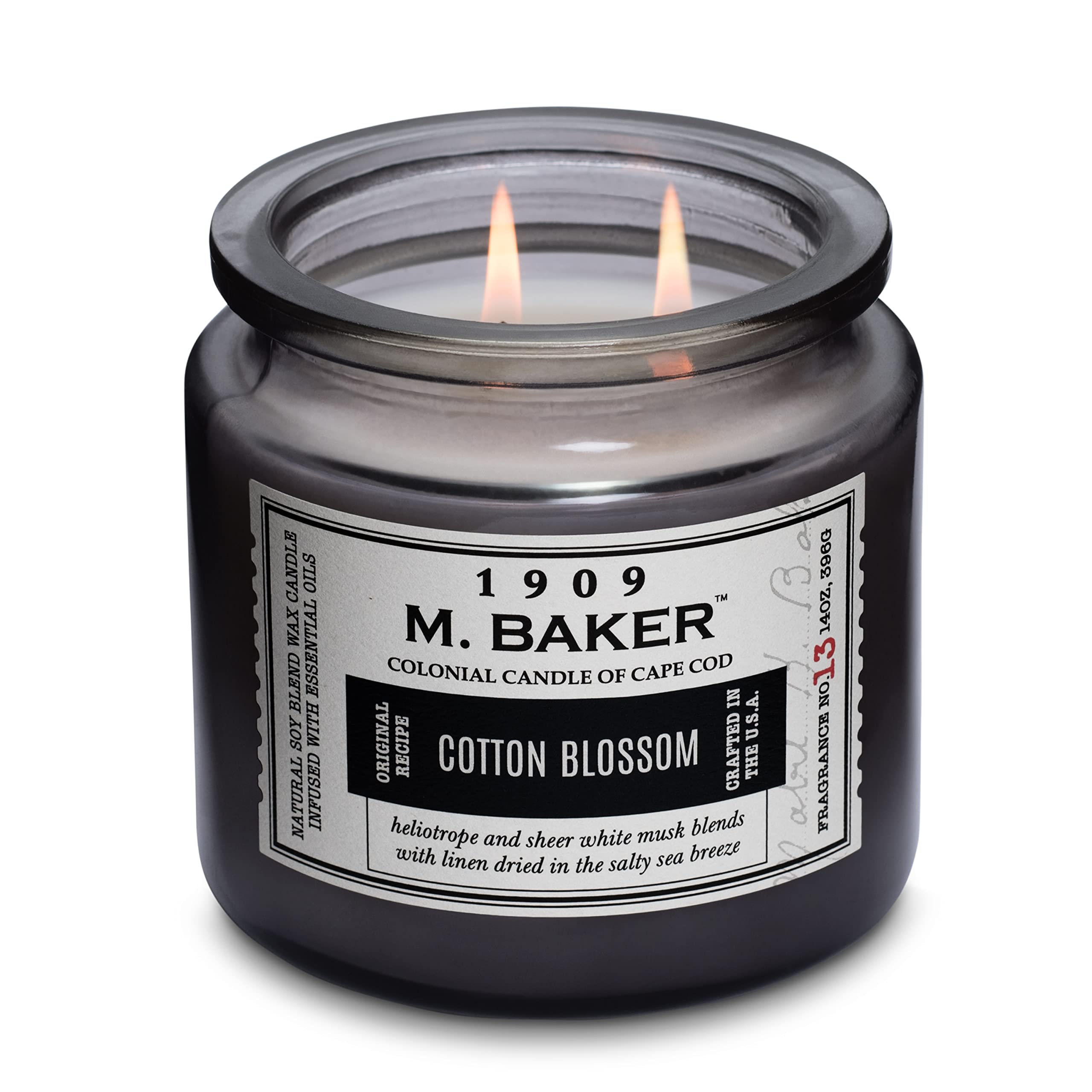 Colonial Candle Cotton Blossom Scented Jar Candle | 2-Wick Natural Soy Blend Wax Candle for Home | Relaxing Aromatherapy Candle