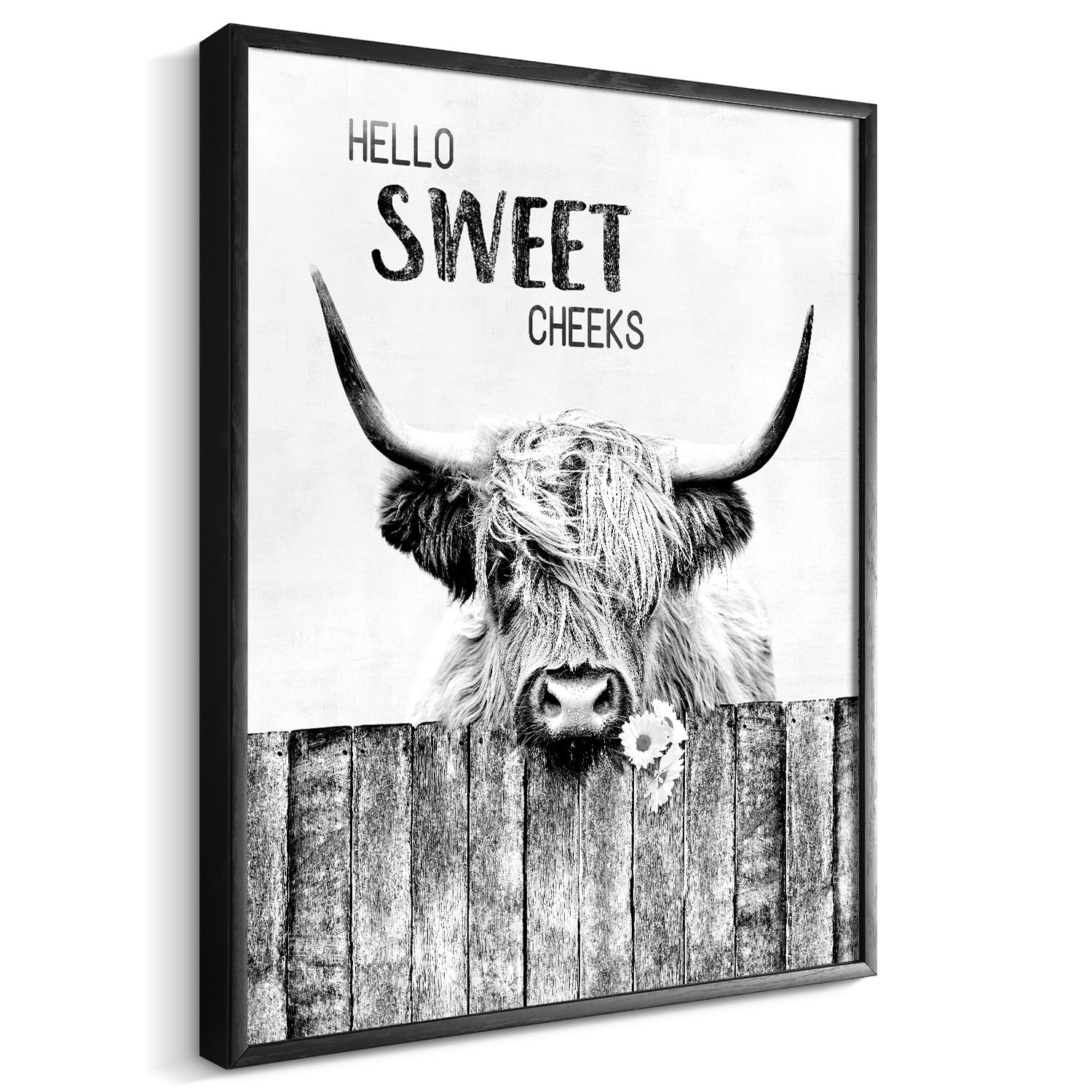 Artinme Highland Cow Bathroom Wall Art Funny Farmhouse Pictures For Bathroom Decor Country Cattle Painting Canvas Print Decor Fo