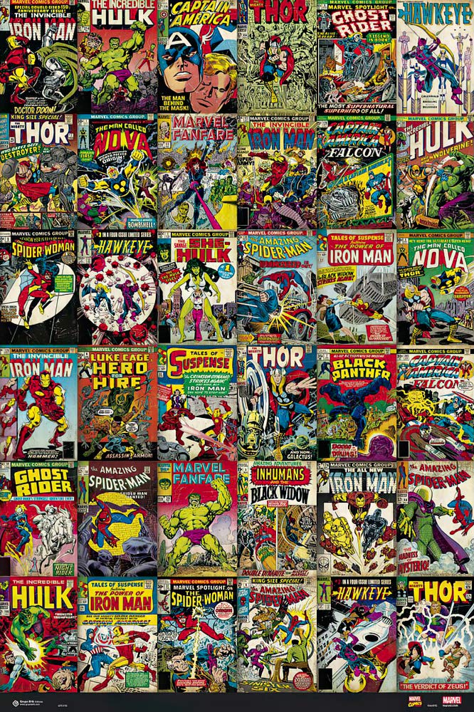 Poster Stop Online Marvel Comics - Poster/Print (36 Classic Marvel Comics Covers Collage) (Size 24'' X 36'')