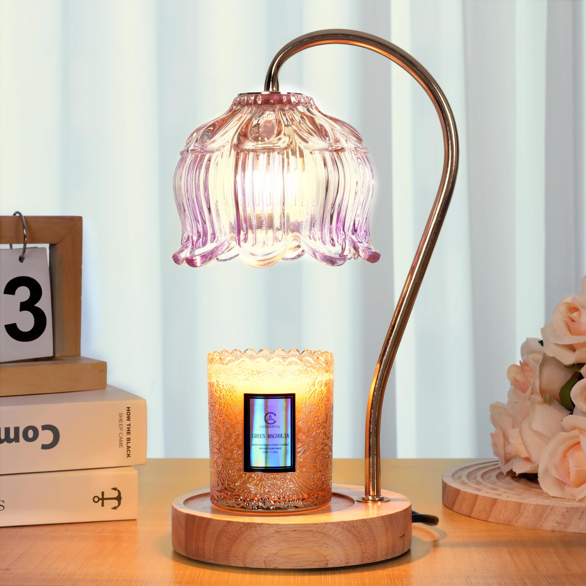 Merrtody Flower Candle Warmer Lamp with Timer & Dimmer - Fits All Jar Scented Candles - Unique Birthday & Mother s Day Gift for