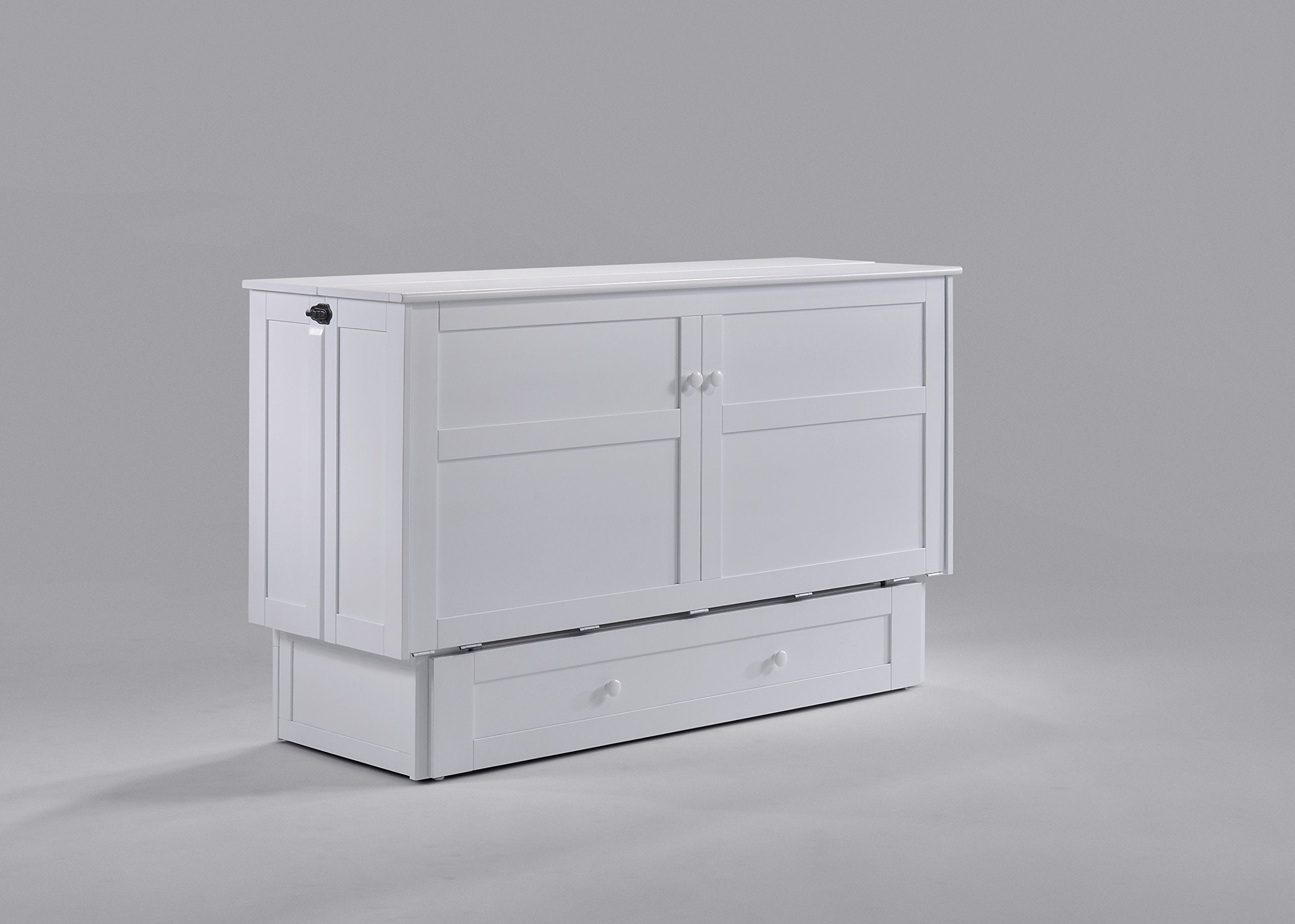 Night & Day Furniture Mur-Clv Wh And Mnd-Gmf-Tri-Qen Murphy Cabinet Bed With Mattress, Queen, White