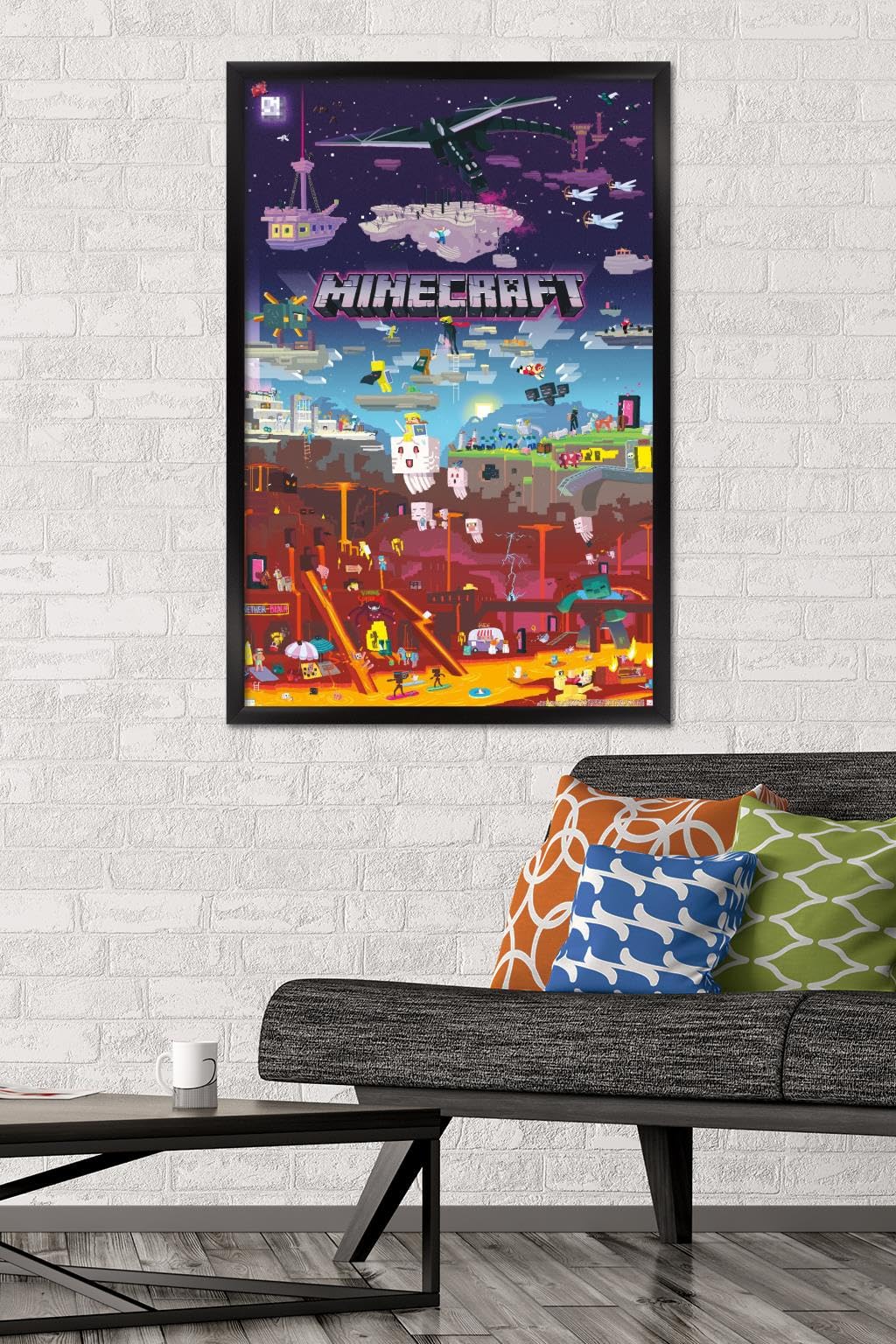 Trends International Minecraft - World Beyond Wall Poster, 22.375'' X 34'', Black Framed Version