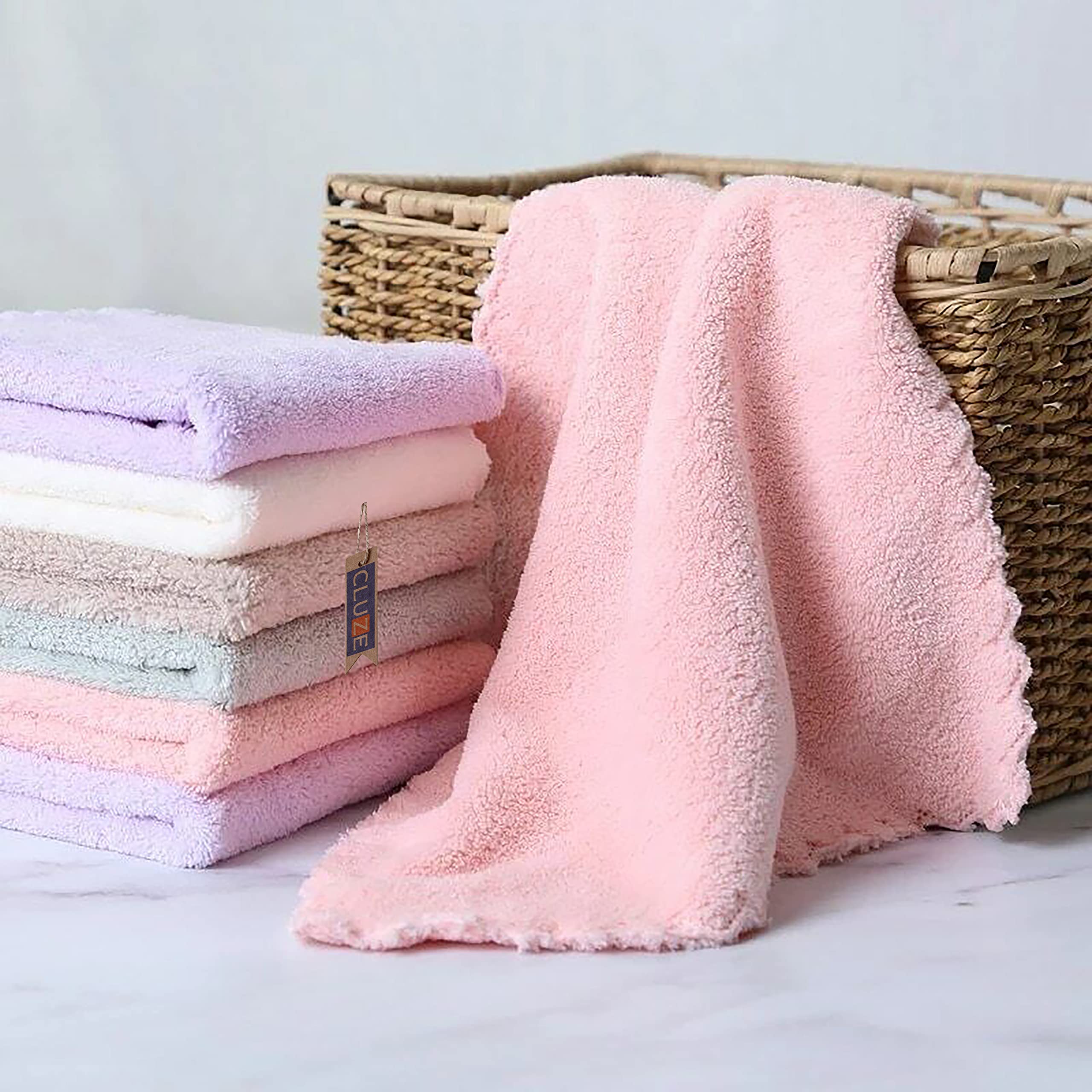 Cluze Microfiber Coral Fleece Baby Face Towels, Soft And Absorbent Wash Clothes For Newborns, Infants And Toddlers, Gentle On De