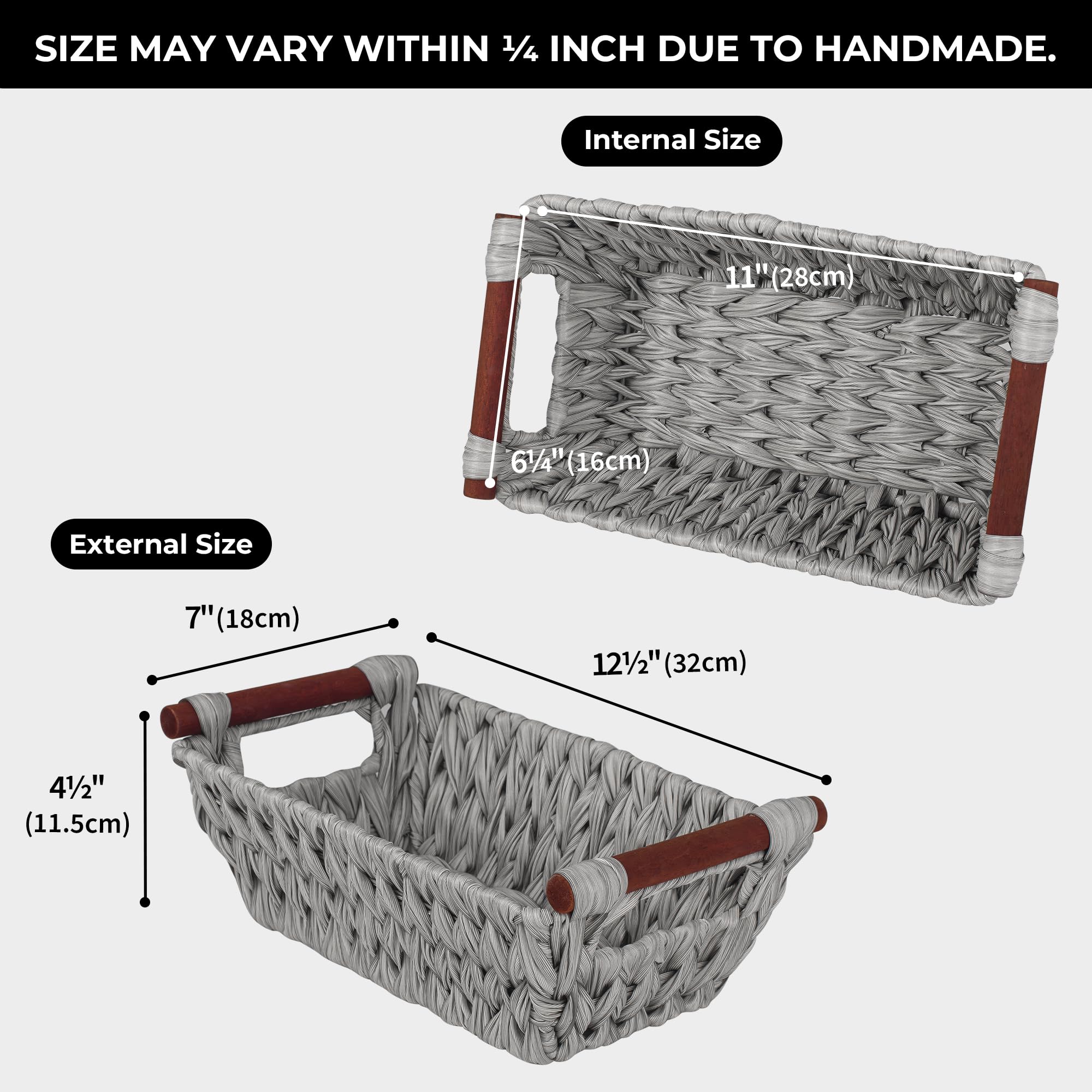 GRANNY SAYS Wicker Storage Baskets for Shelves  Trapezoid Woven Basket  Waterproof Storage Wicker Baskets for Organizing  Gray  2-Pack