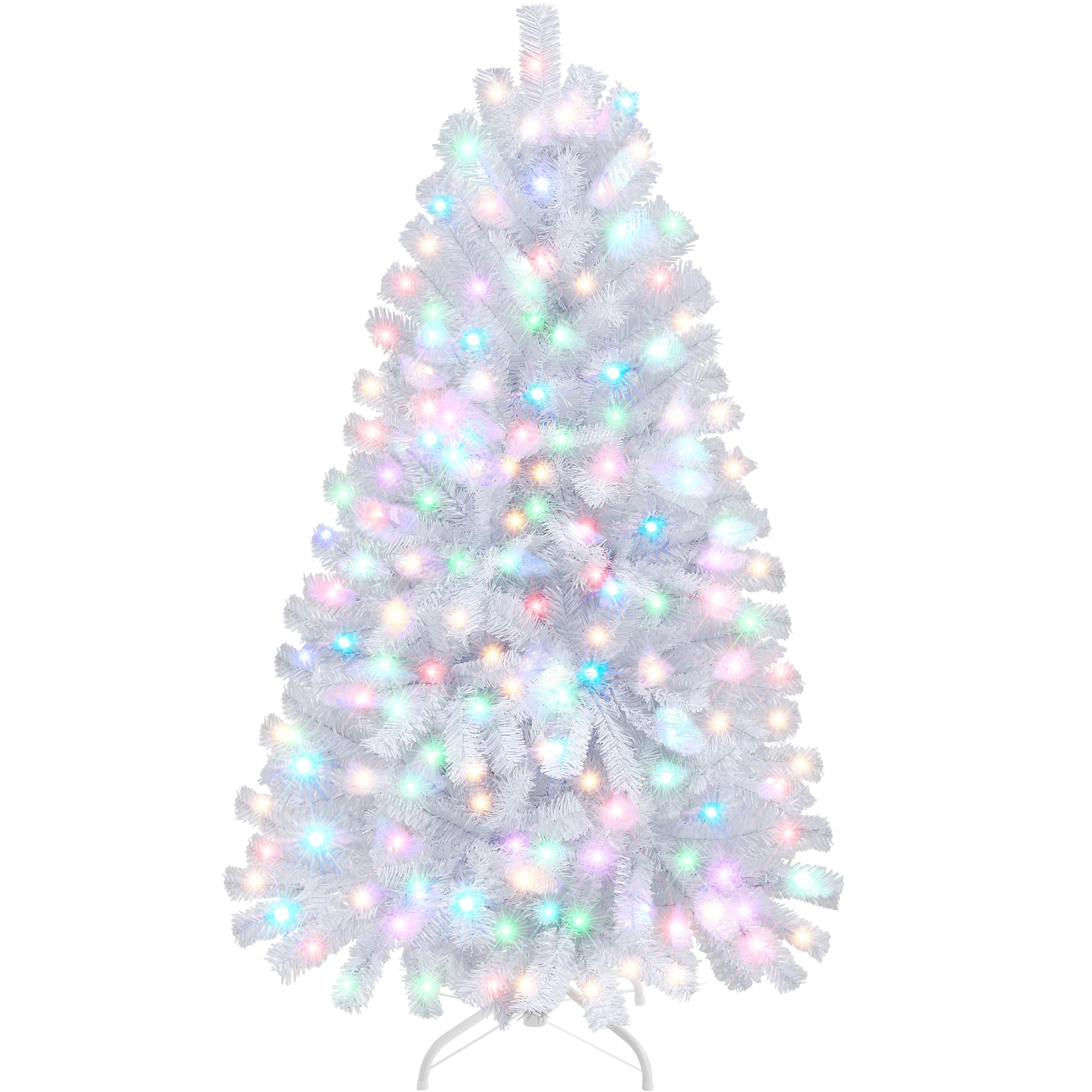 Yaheetech 4.5ft Pre-lit Spruce Artificial Christmas Tree Hinges Tree with 150 Multicolored LED Lights of 9 Light Modes & 324 Tip