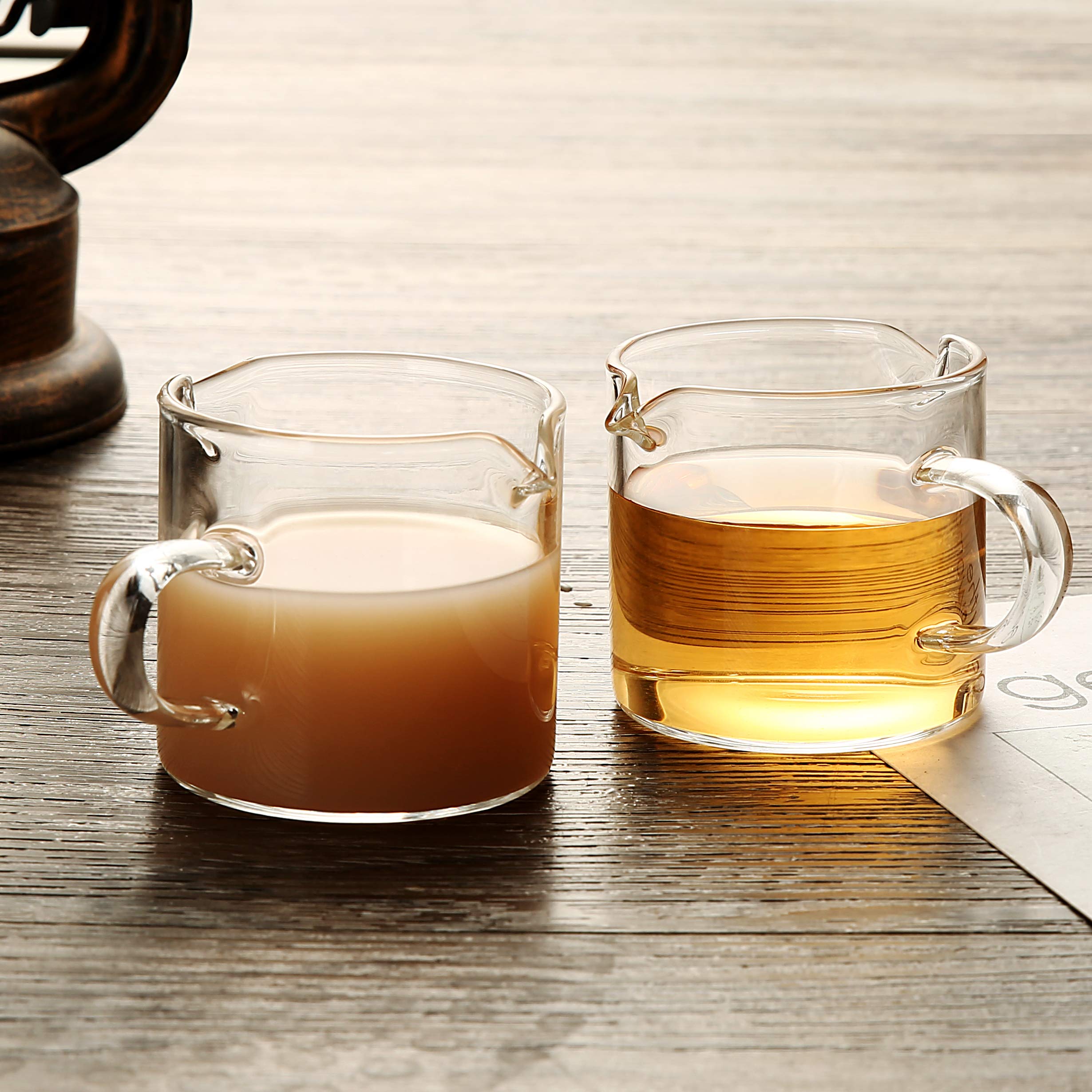 Bcnmviku Shot Glasses Espresso Parts Double Spouts Milk Cup Clear Glass (Clear Glass-2Pack)